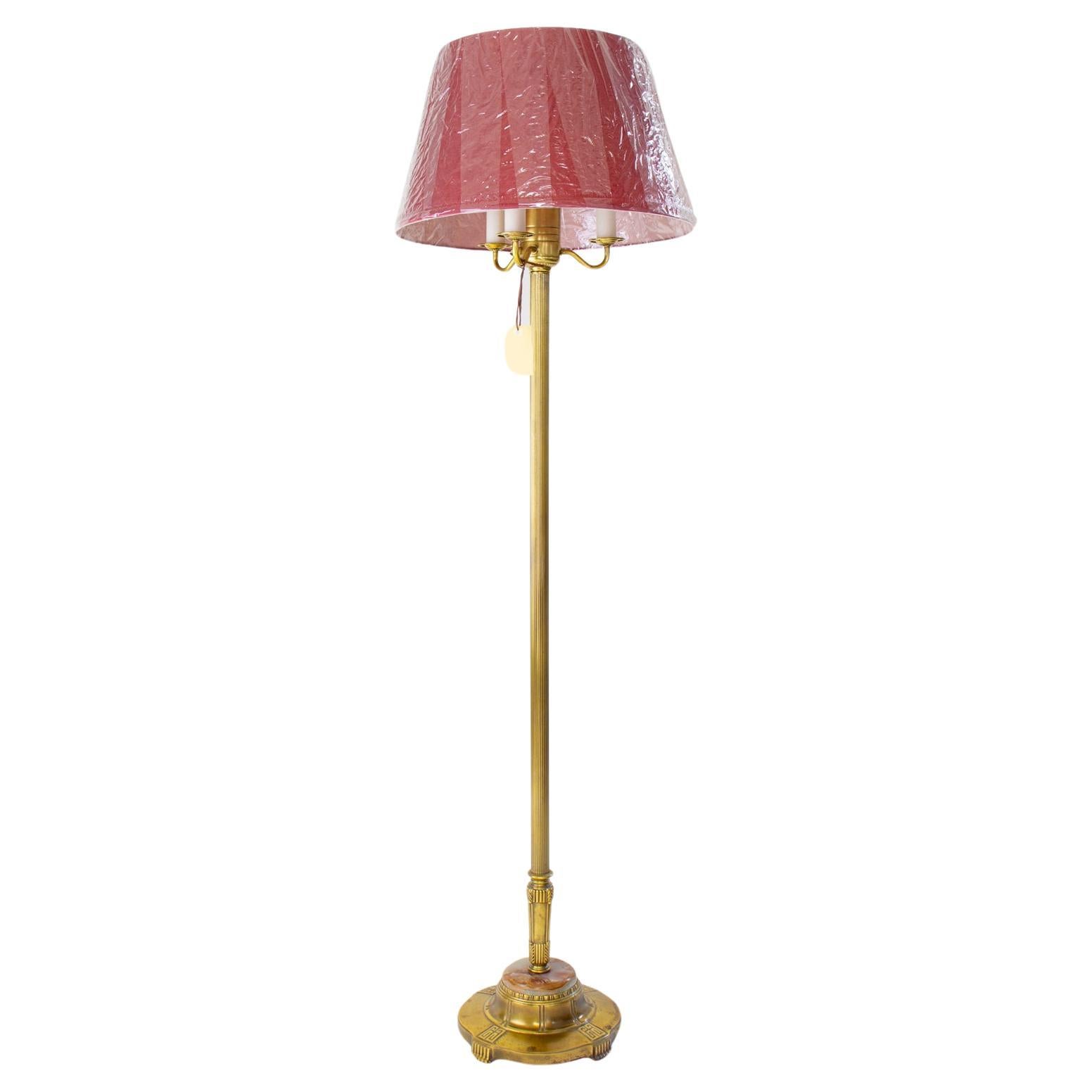 1940’s Six Way Floor Lamp With Red Onyx For Sale