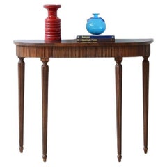 1940's small console with curved reeded wood