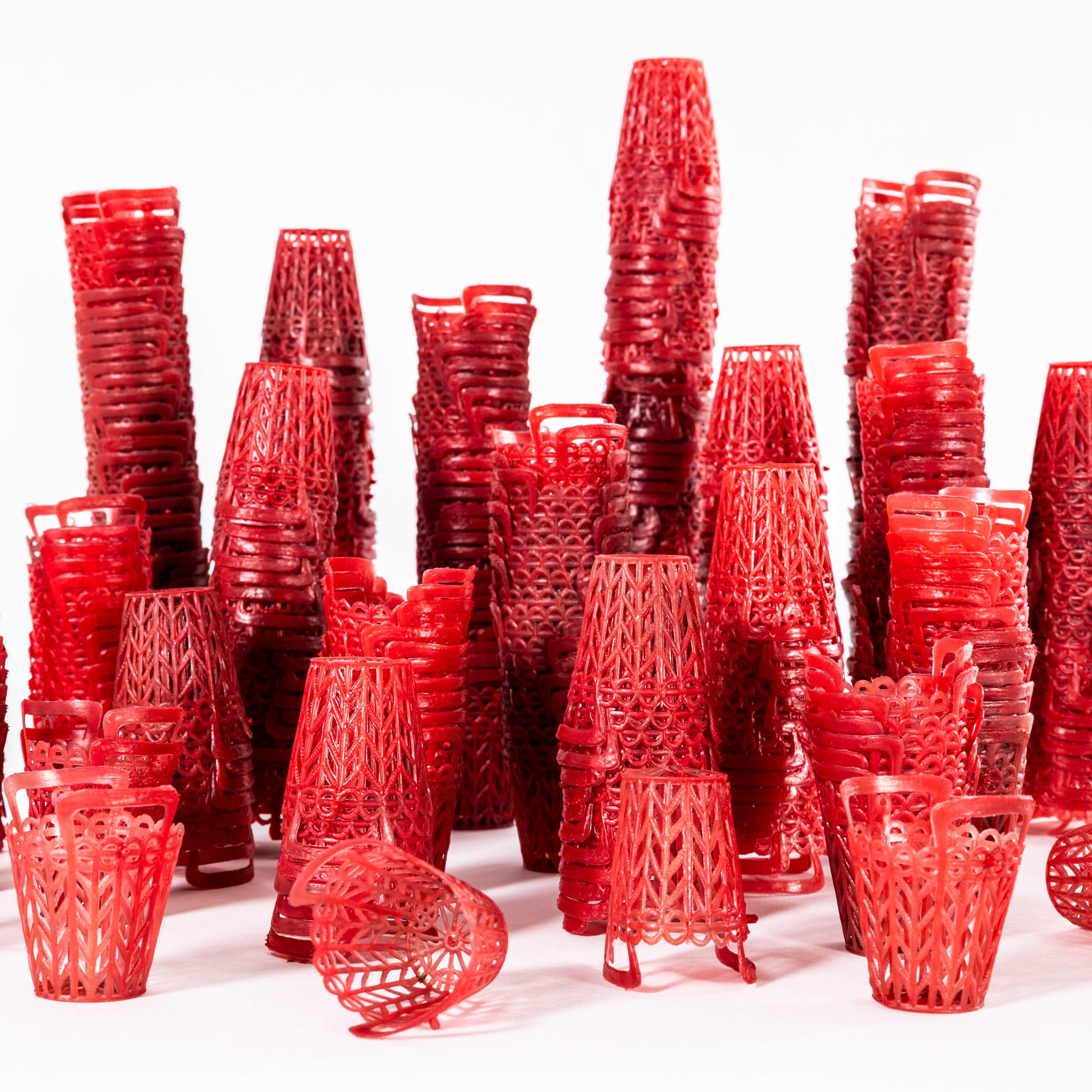 1940’s Small Decorative Party Bag Plastic Baskets – Set Of Five. 
We recently came across a large hoard of new old stock hardware and general merchandise items, laying untouched since the 1940’s and 50’s. This is part of that incredible haul. Crazy