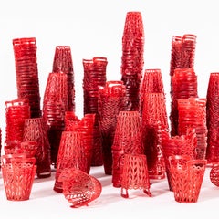 Piccoli cestini decorativi di plastica per borse da festa degli anni '40 - set di cinque