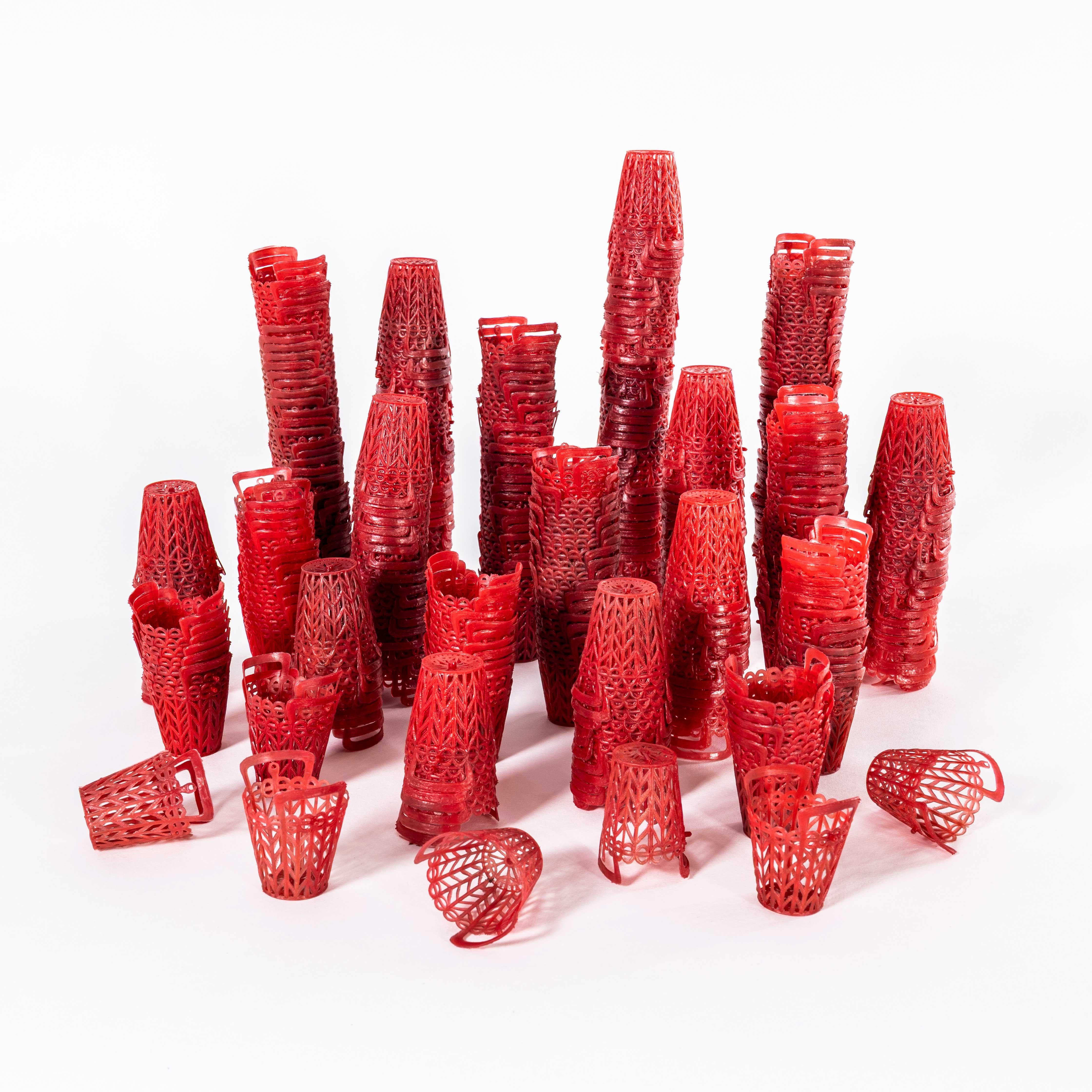 Mid-20th Century 1940's Small Decorative Party Bag Plastic Baskets - Set Of Five For Sale