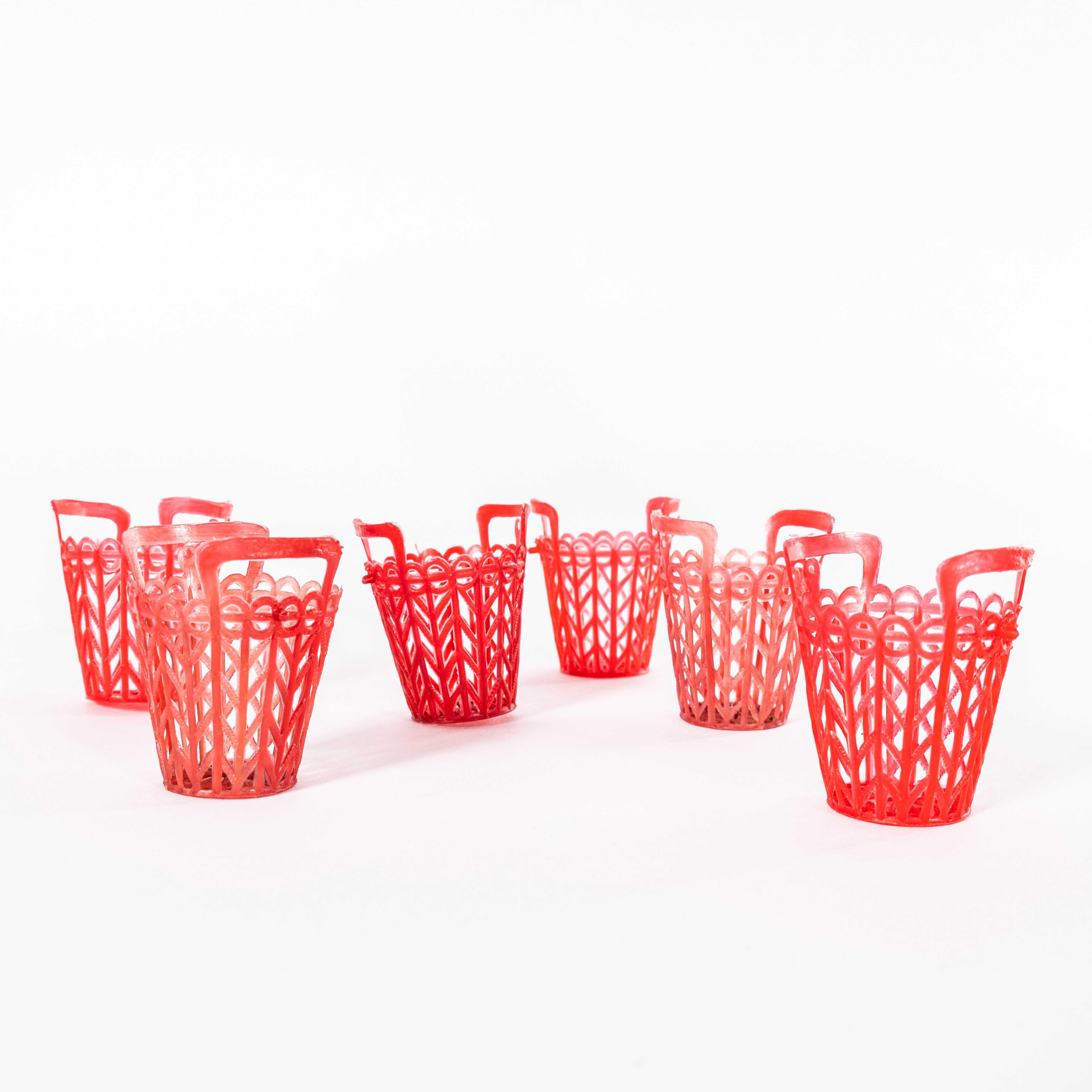 1940's Small Decorative Party Bag Plastic Baskets - Set Of Five For Sale 2