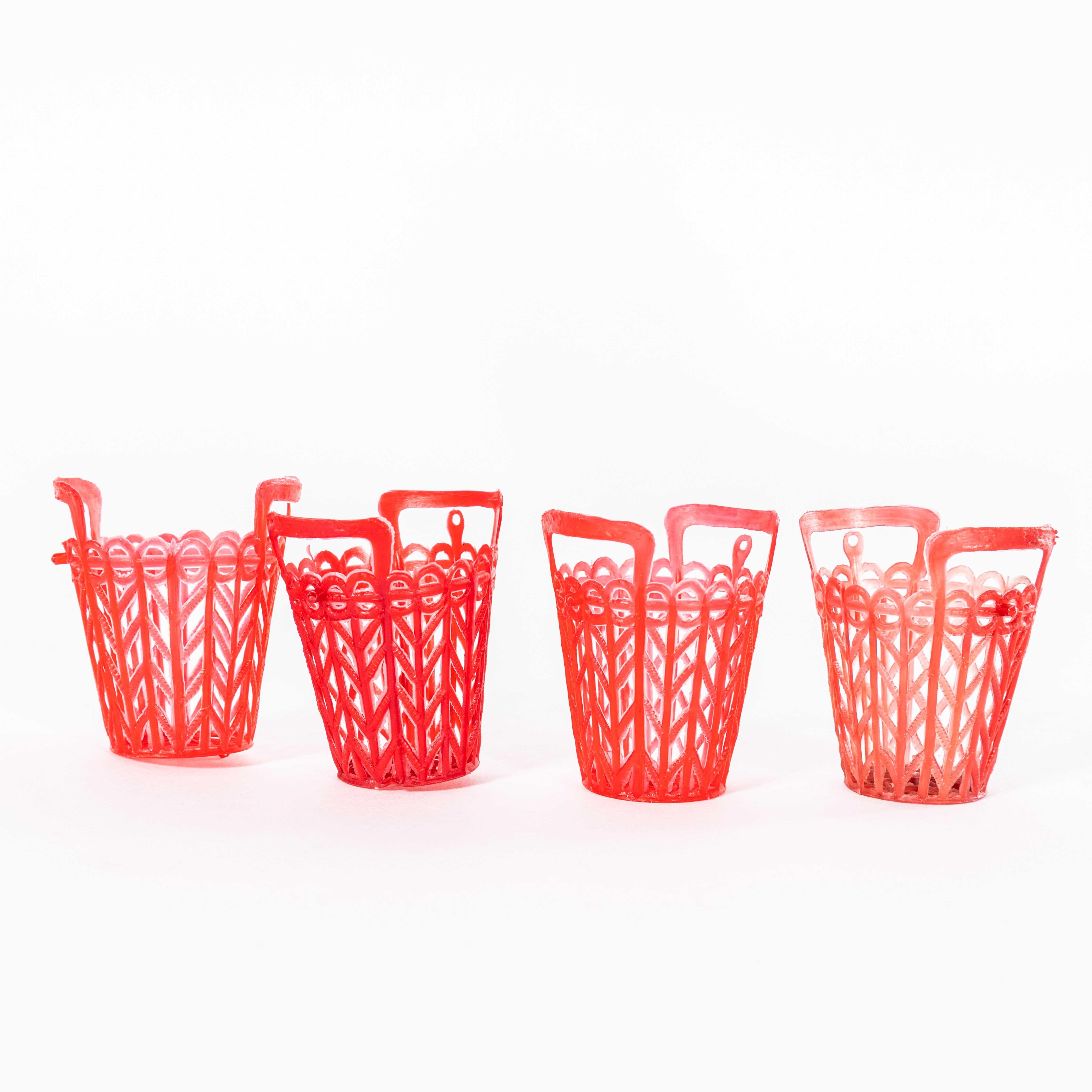 1940's Small Decorative Party Bag Plastic Baskets - Set Of Five For Sale 3