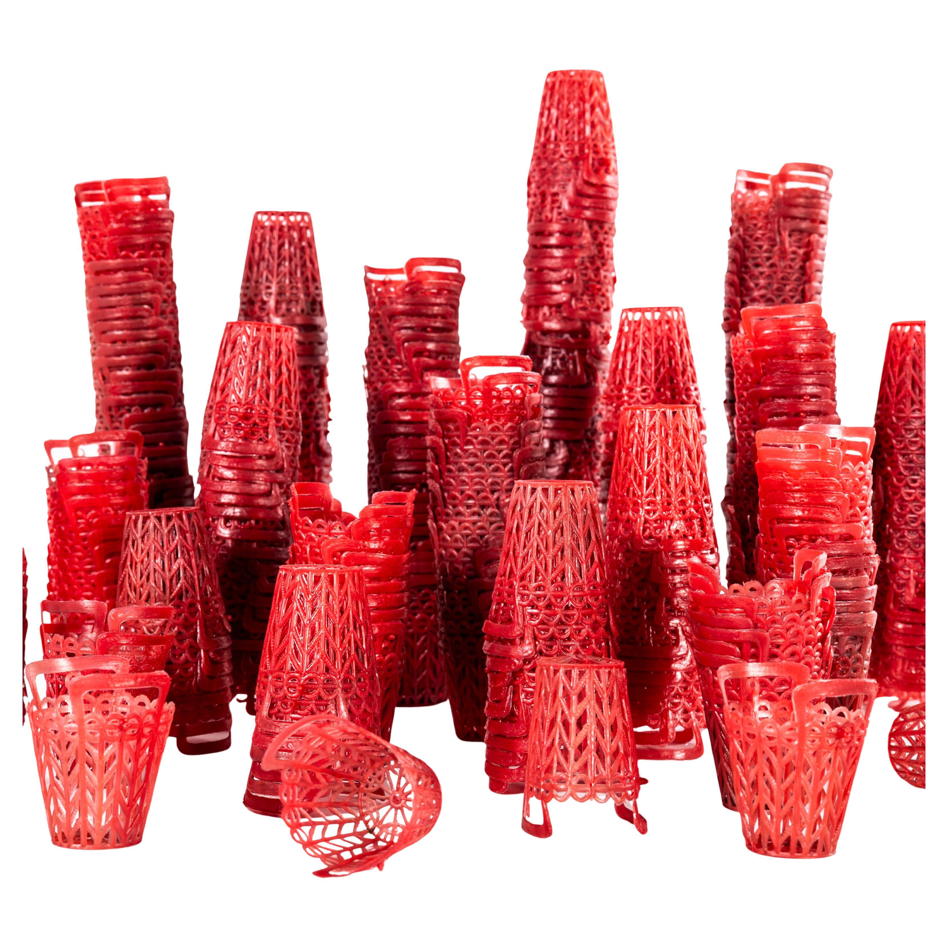 1940's Small Decorative Party Bag Plastic Baskets - Set Of Five For Sale