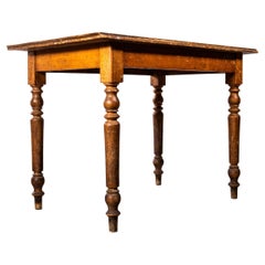 1940's Small French Fruitwood Bobbin Leg Kitchen Dining Table