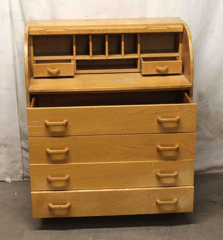 1940s Small Roll Or Barrel Top Dresser With Four Drawers Pigeon