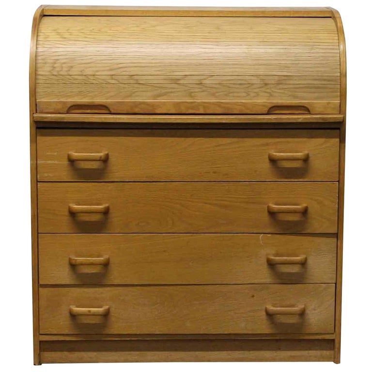 1940s Small Roll Or Barrel Top Dresser With Four Drawers Pigeon