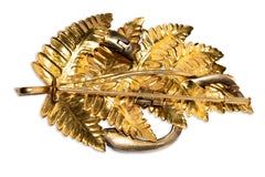 Swedish 1940's Snake in Fern Brooch/Pendant in 18k gold