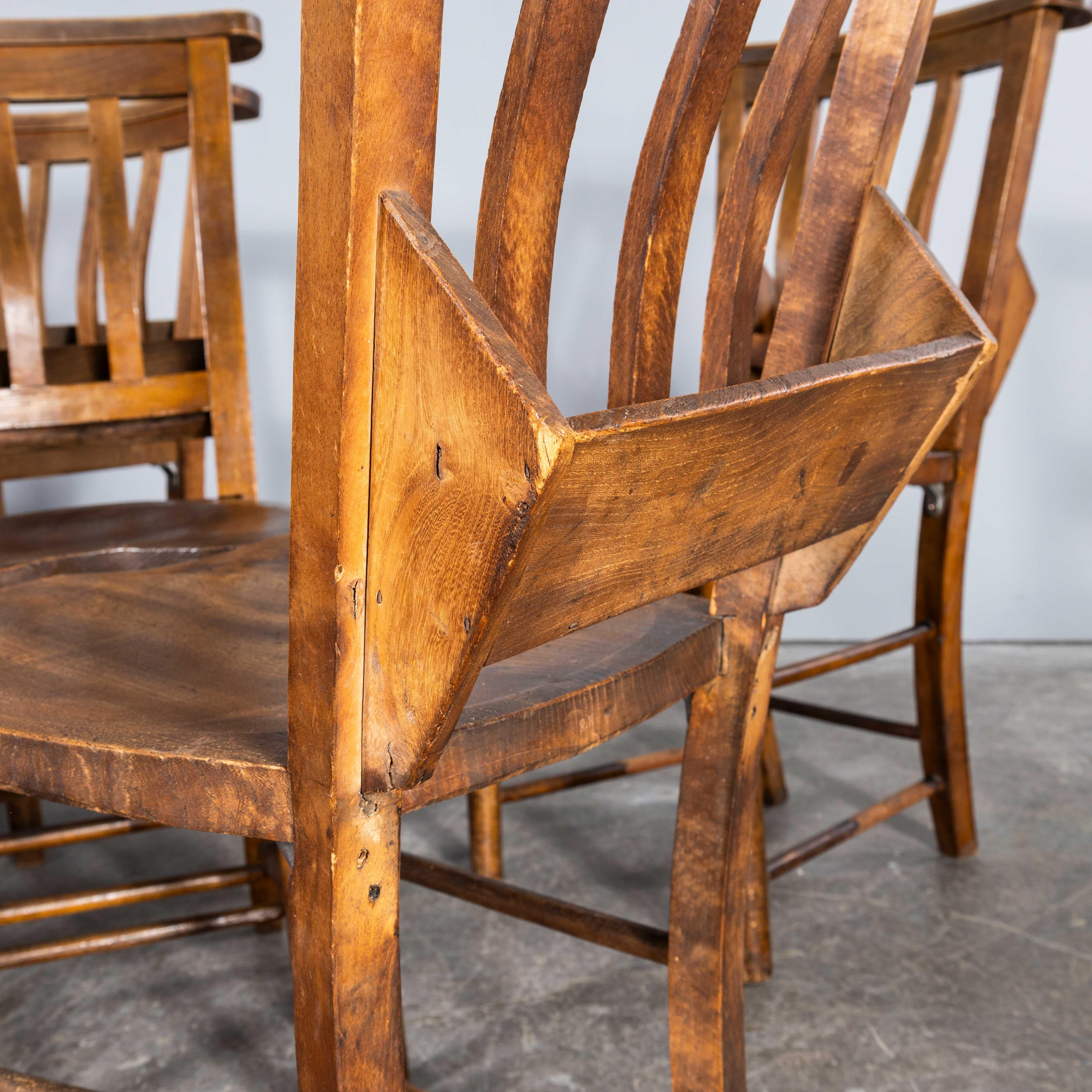 1940's Solid Ash Church - Chapel Dining Chairs - Good Quantity Available For Sale 5