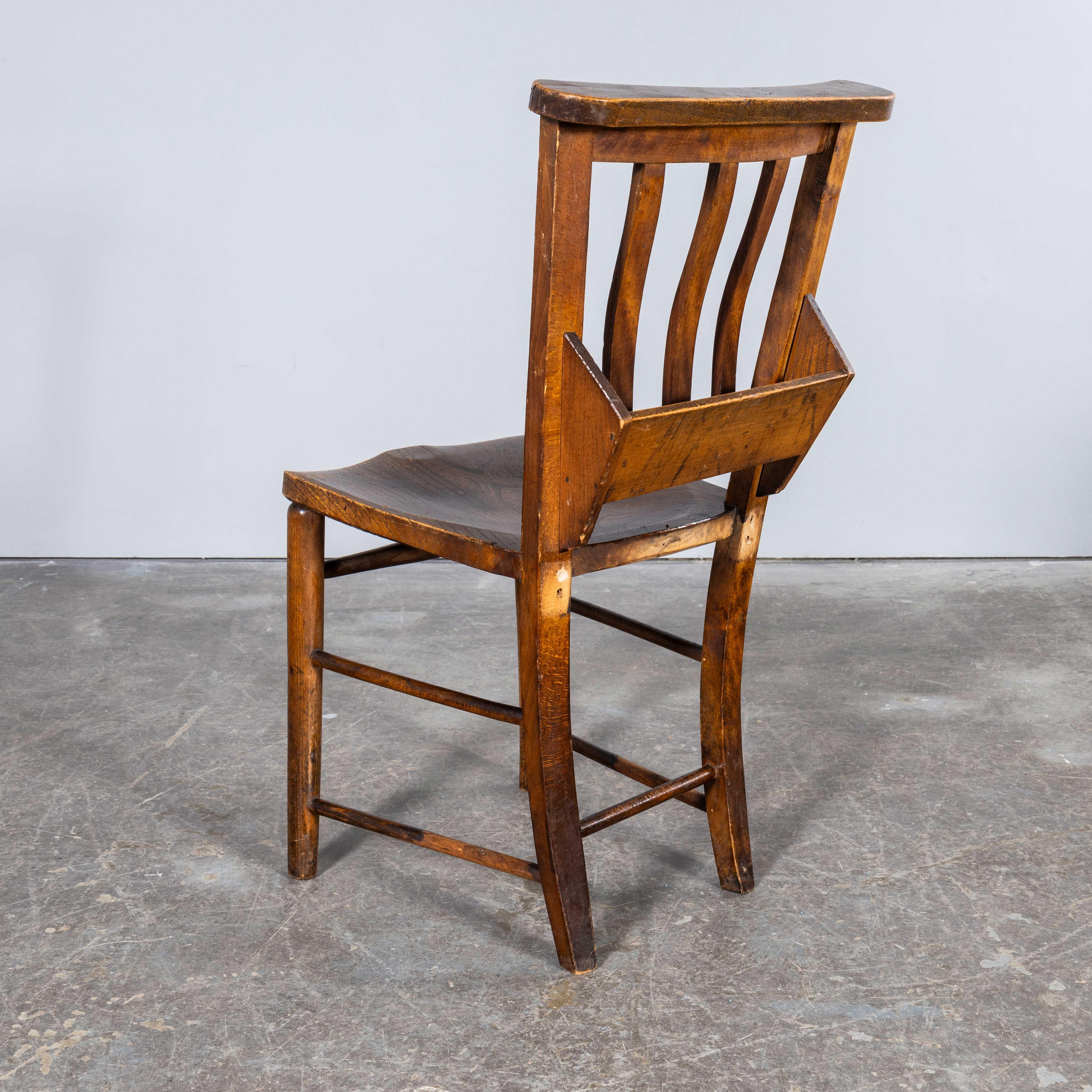1940's Solid Ash Church - Chapel Dining Chairs - Good Quantity Available For Sale 7