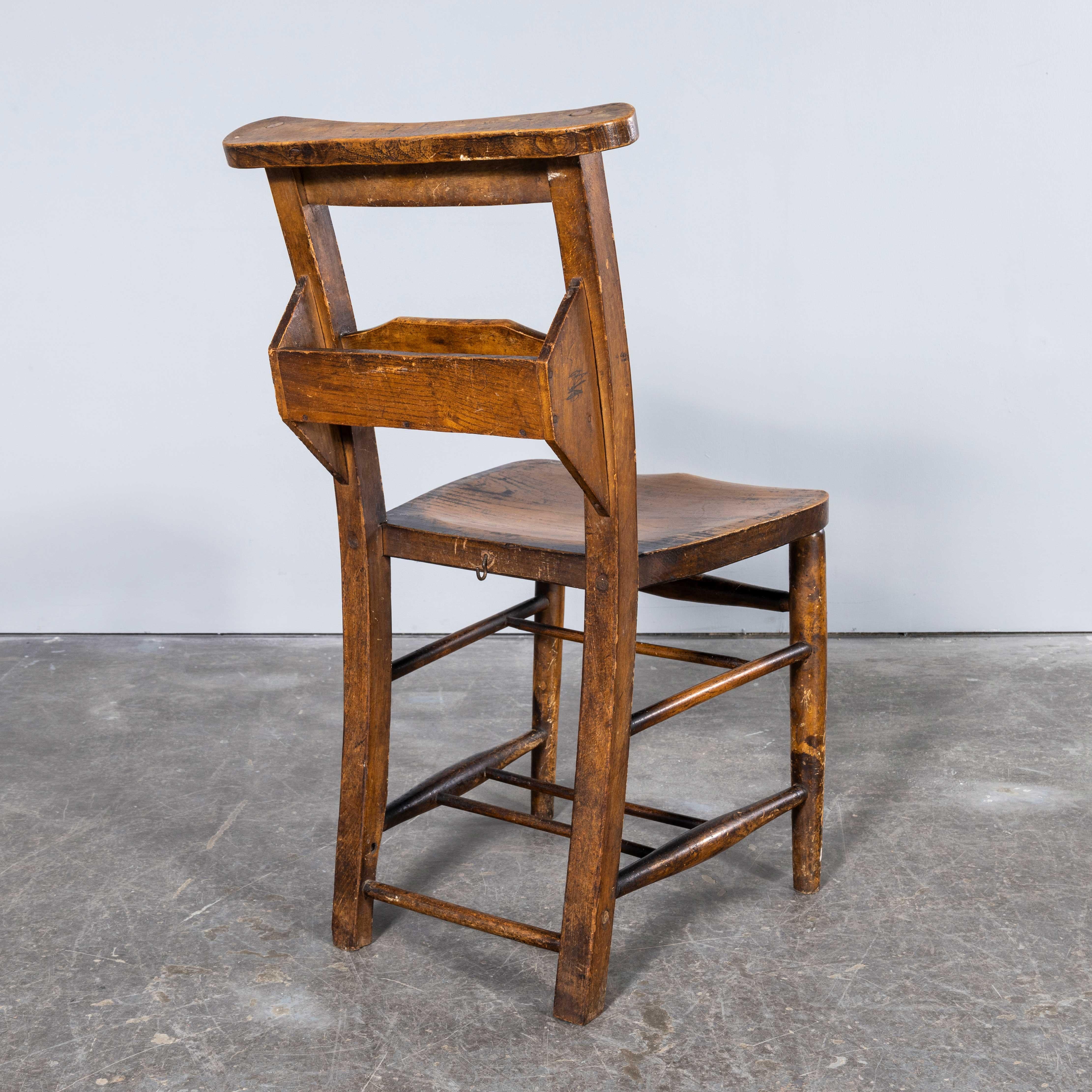 1940's Solid Ash Church - Chapel Dining Chairs - Good Quantity Available For Sale 7
