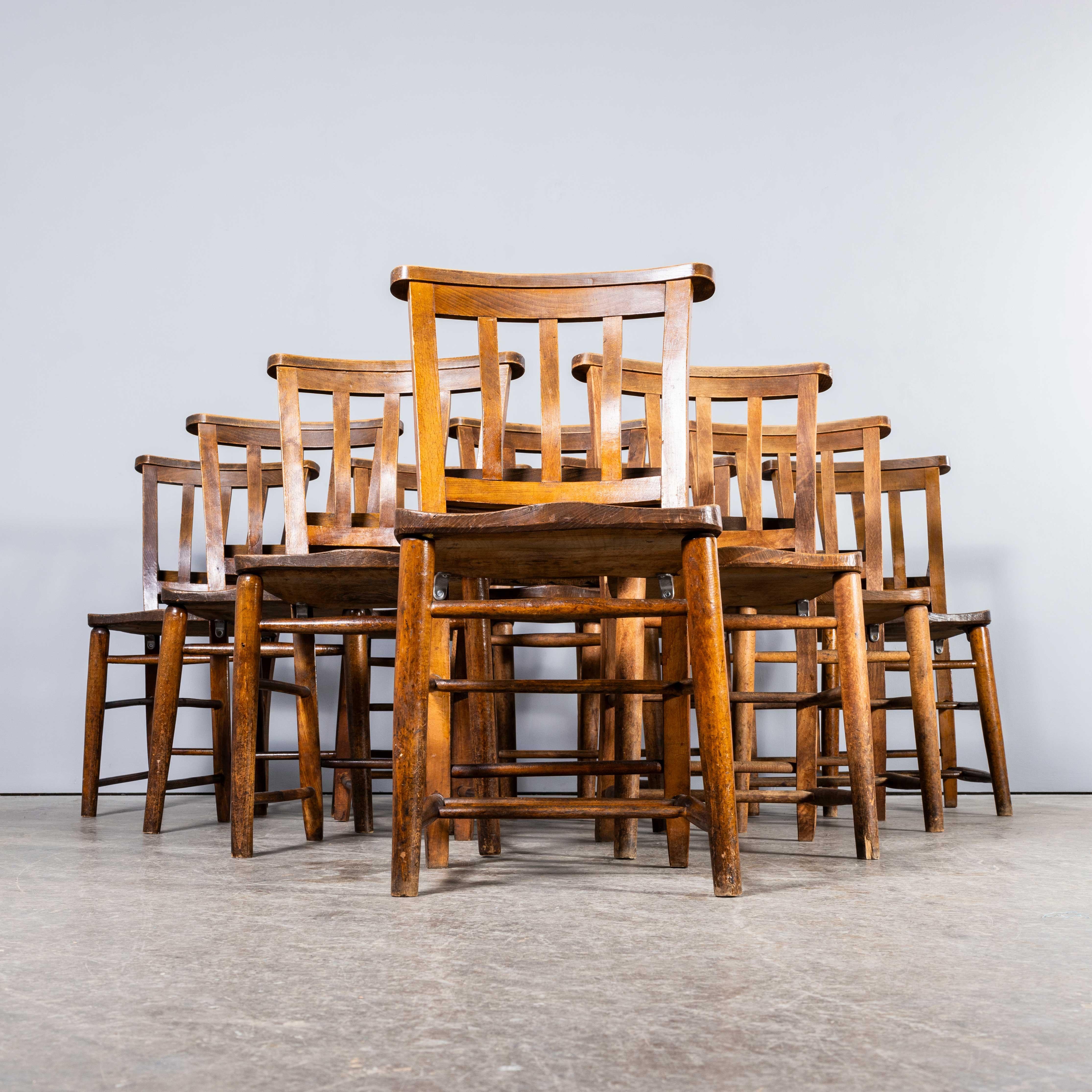1940's Solid Ash Church - Chapel Dining Chairs - Good Quantity Available For Sale 8