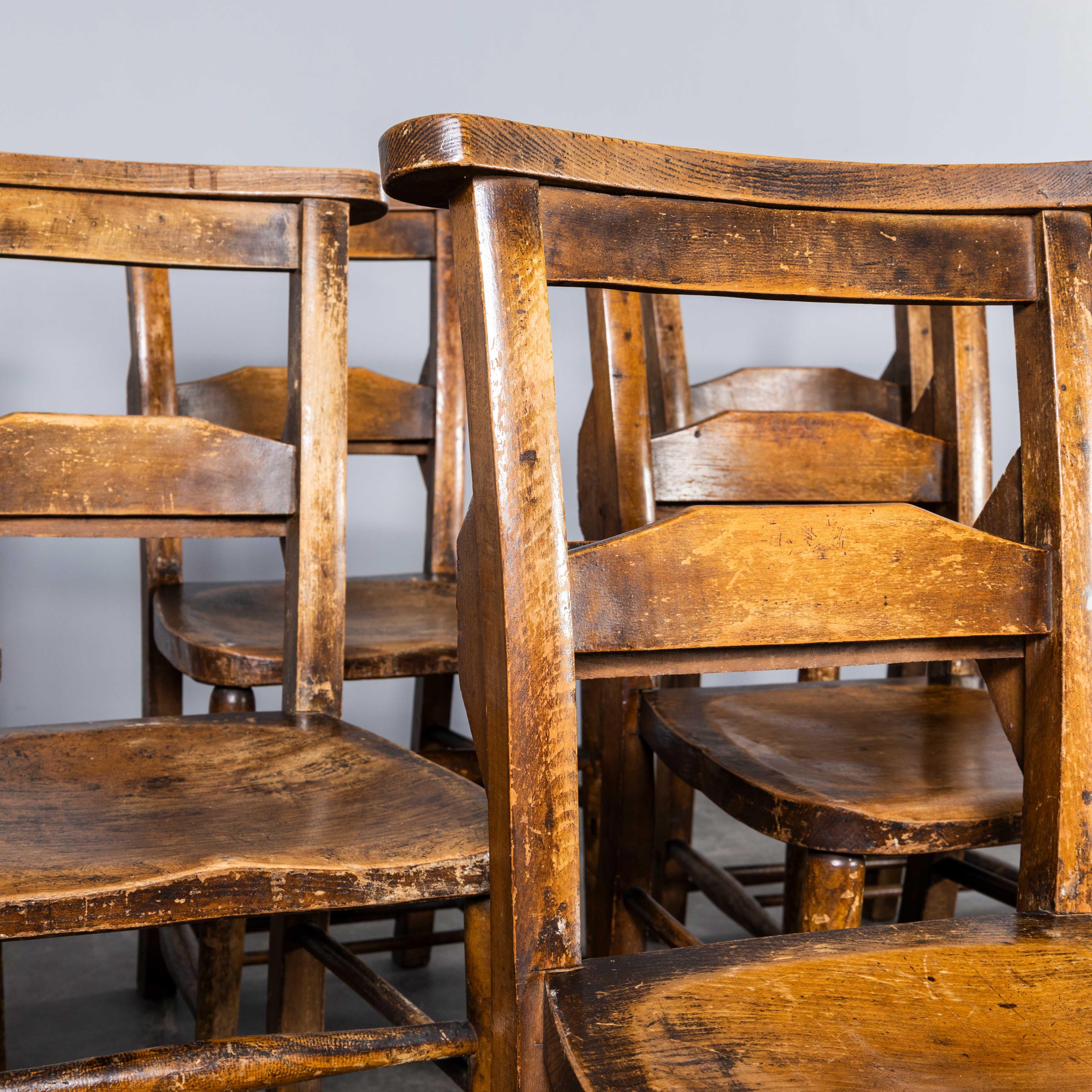Mid-20th Century 1940's Solid Ash Church - Chapel Dining Chairs - Good Quantity Available For Sale