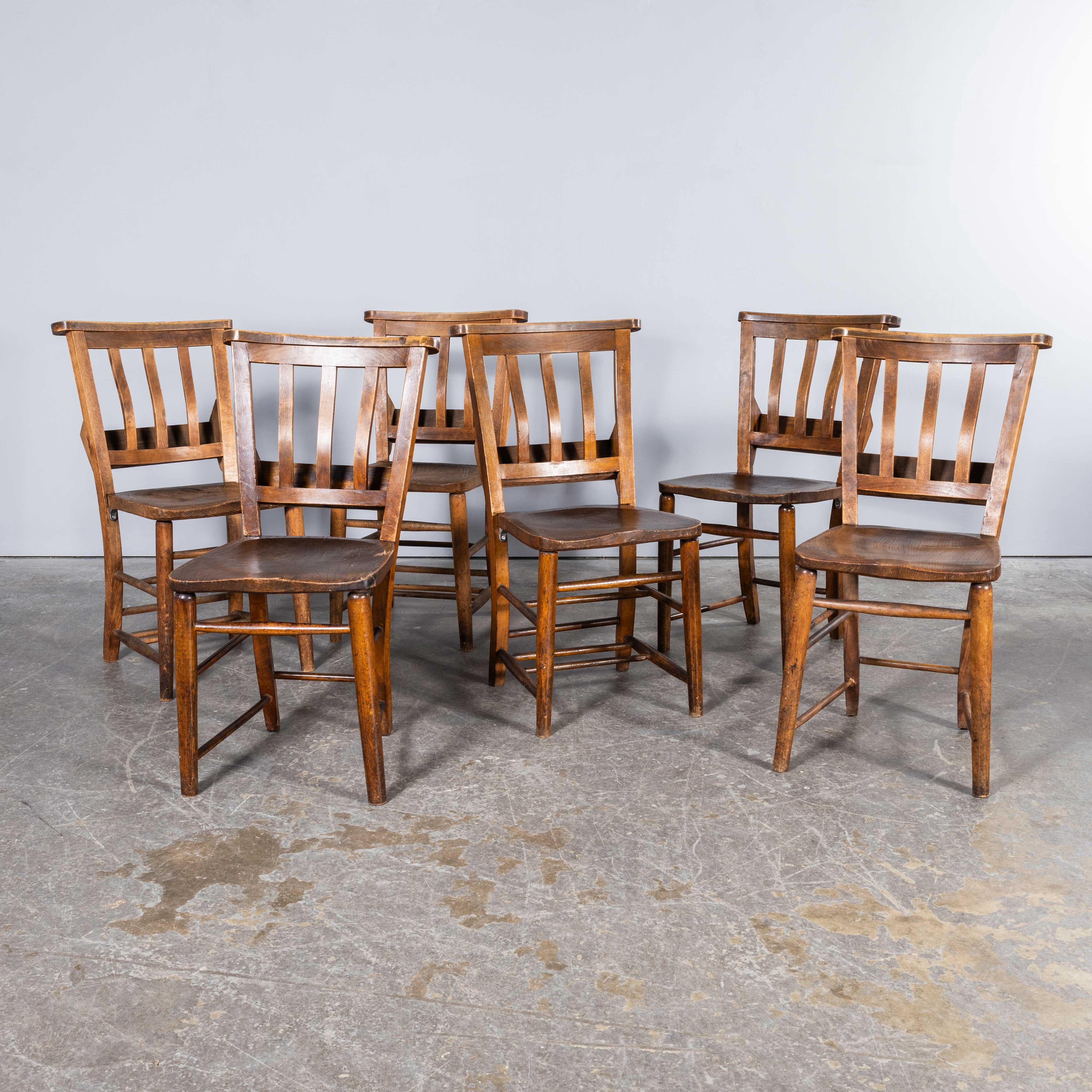 1940's Solid Ash Church - Chapel Dining Chairs - Good Quantity Available For Sale 1