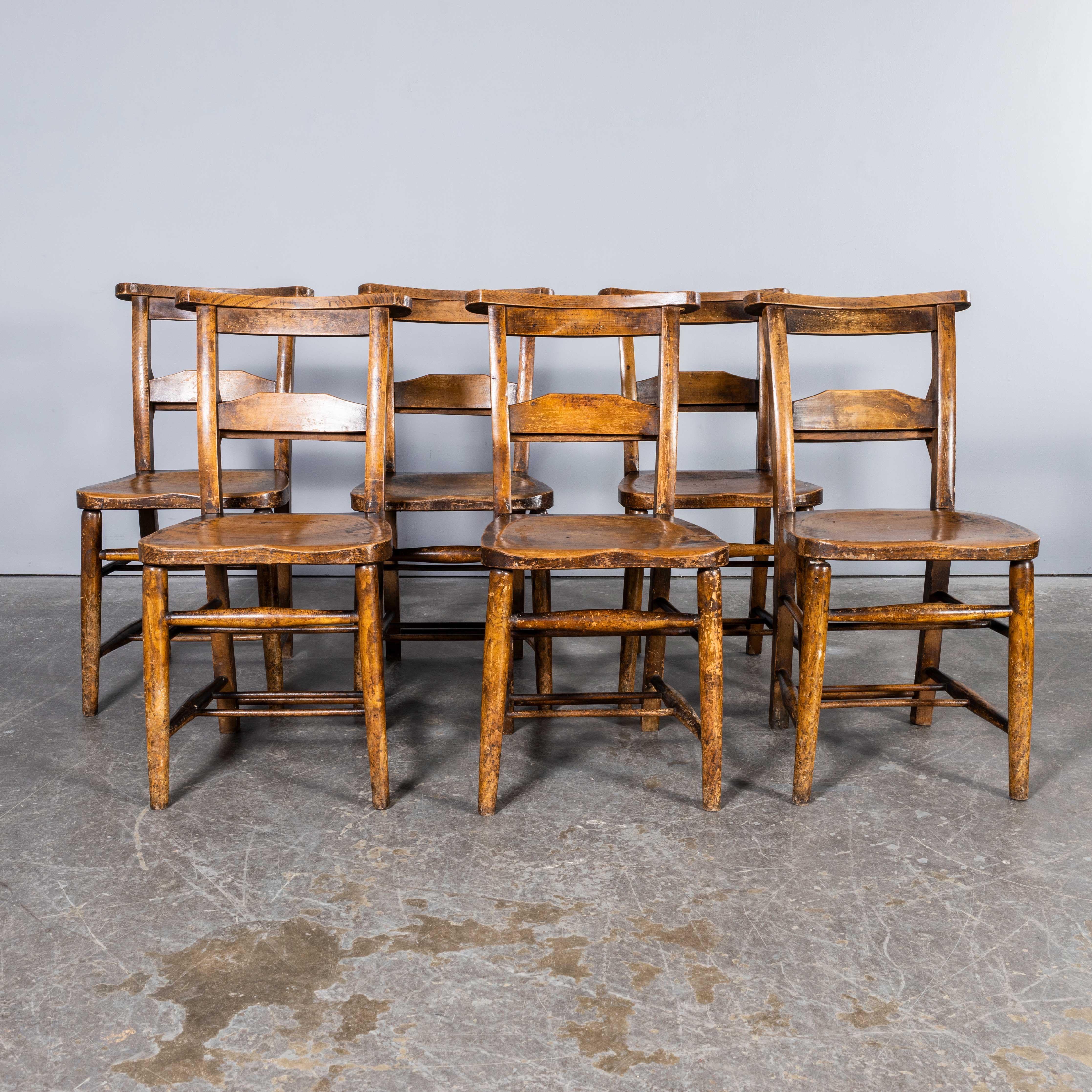 1940's Solid Ash Church - Chapel Dining Chairs - Good Quantity Available For Sale 1