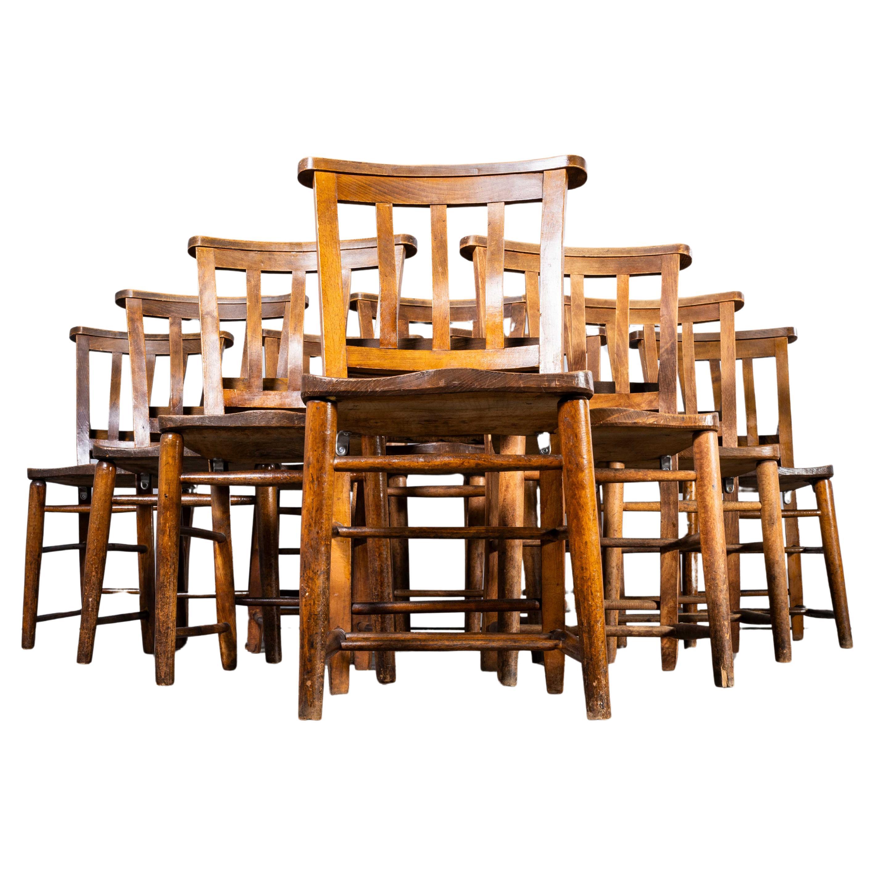 1940's Solid Ash Church - Chapel Dining Chairs - Good Quantity Available For Sale