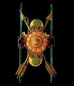 Farol francés de latón macizo y cristal de 1940