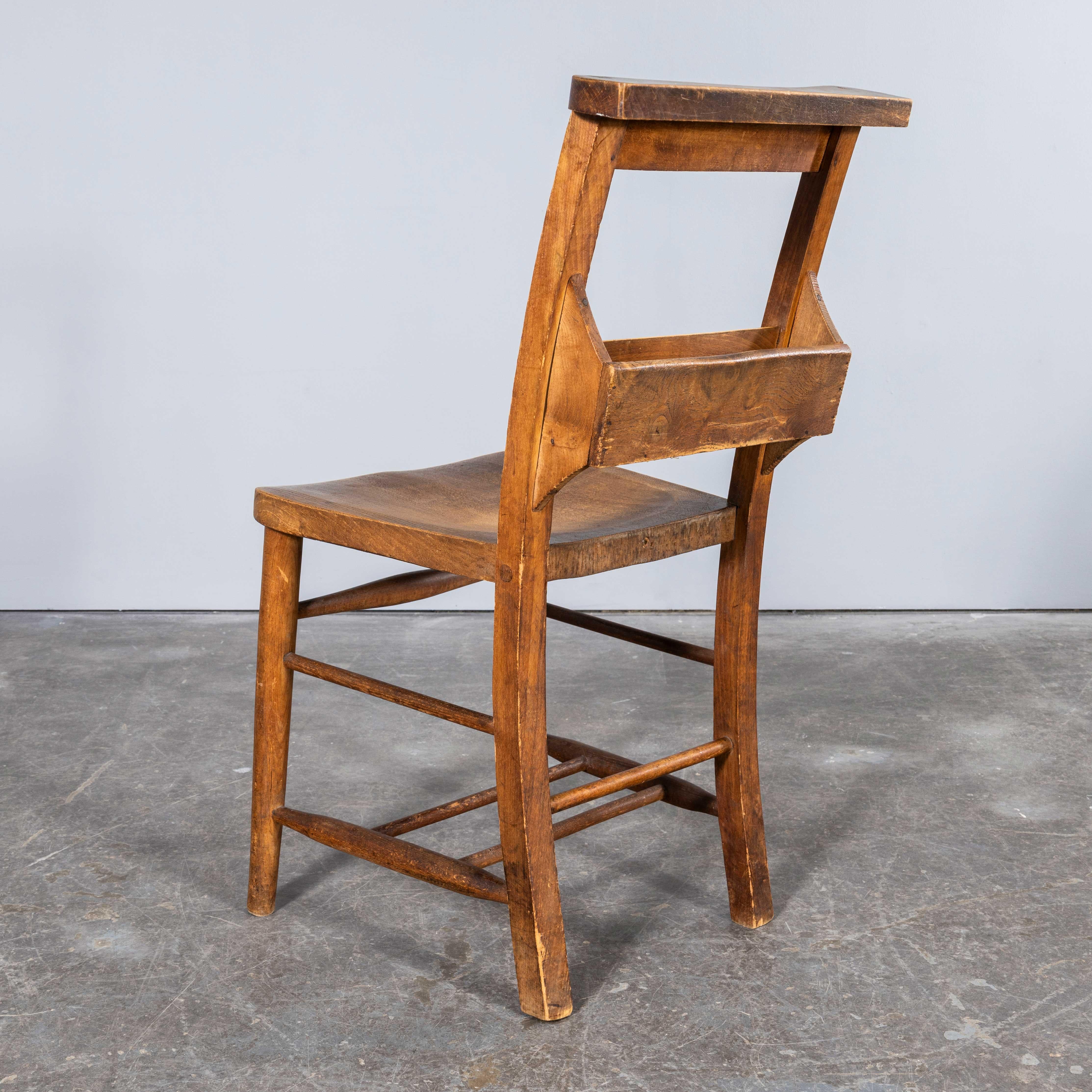 1940's Solid Elm Church - Chapel Dining Chairs - Good Quantity Available For Sale 7