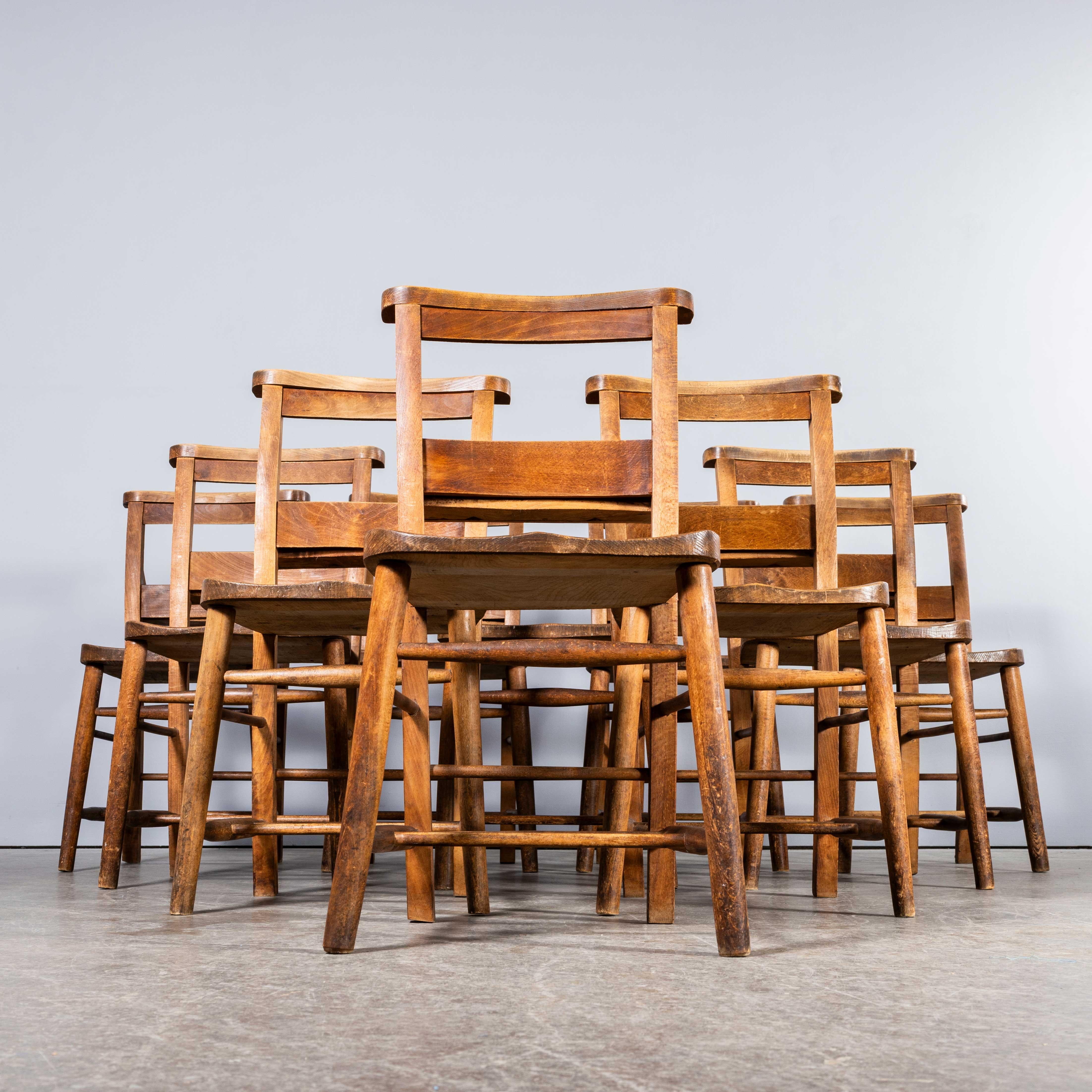 1940's Solid Elm Church - Chapel Dining Chairs - Good Quantity Available For Sale 8