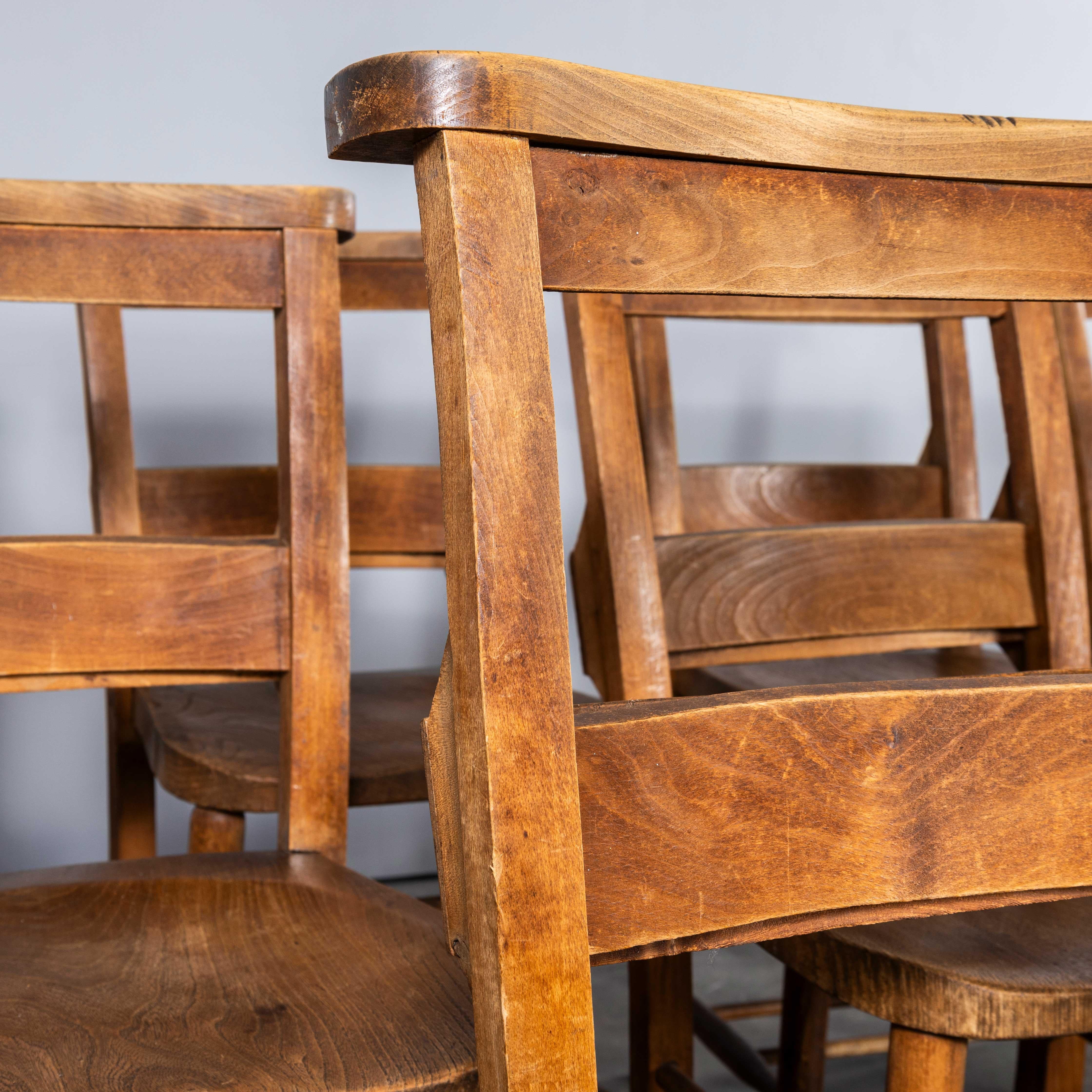 1940's Solid Elm Church - Chapel Dining Chairs - Good Quantity Available For Sale 1