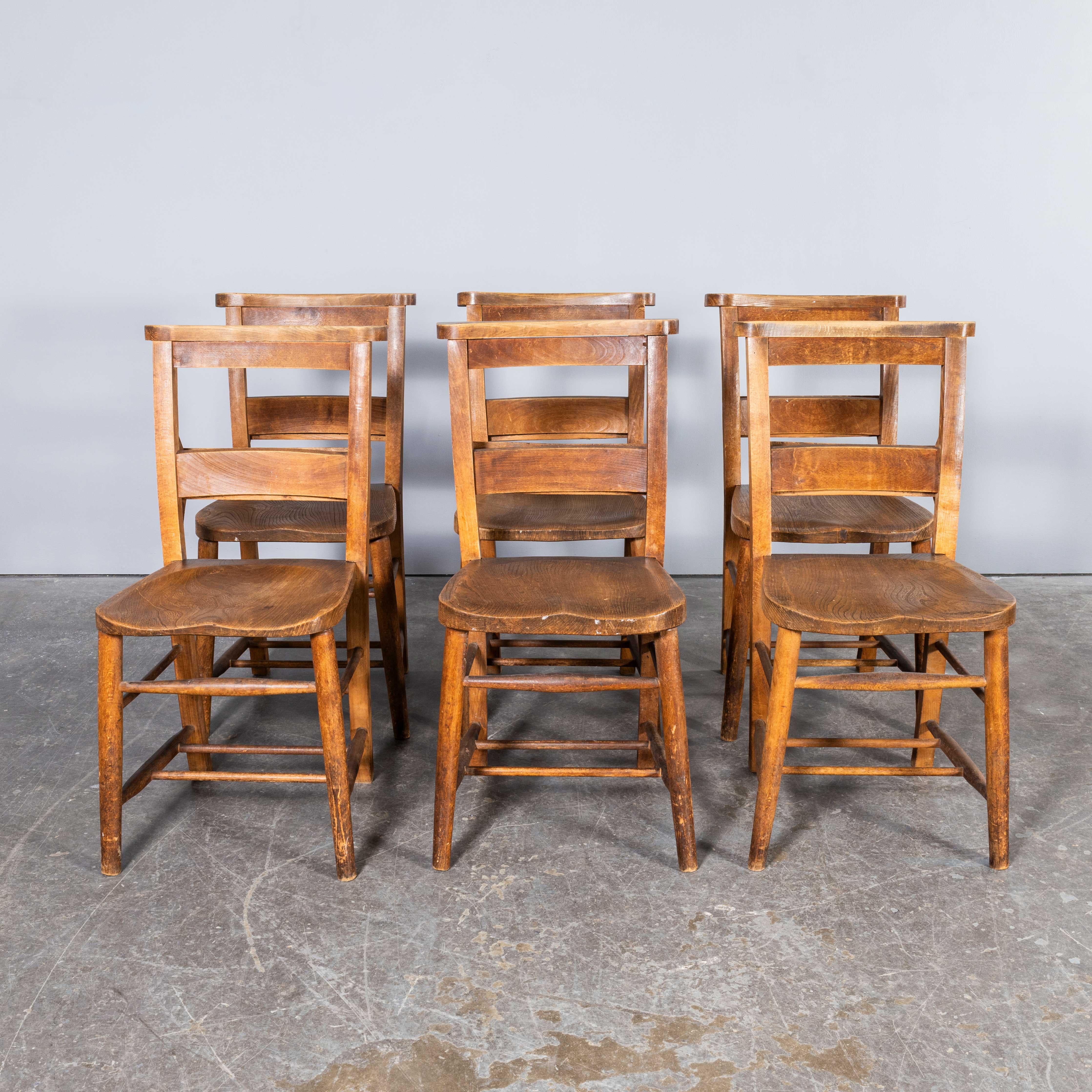 1940's Solid Elm Church - Chapel Dining Chairs - Good Quantity Available For Sale 2