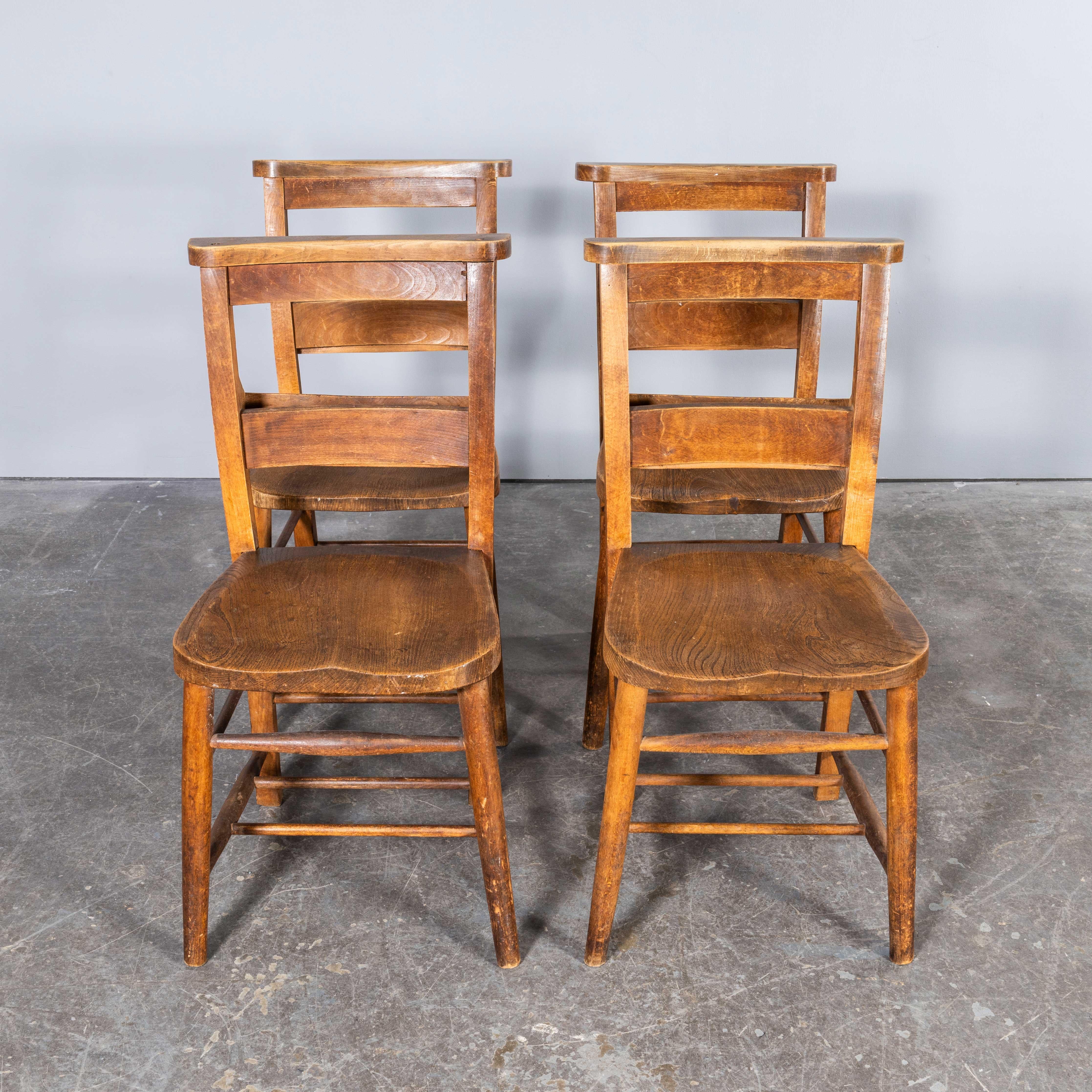 1940's Solid Elm Church - Chapel Dining Chairs - Good Quantity Available For Sale 4