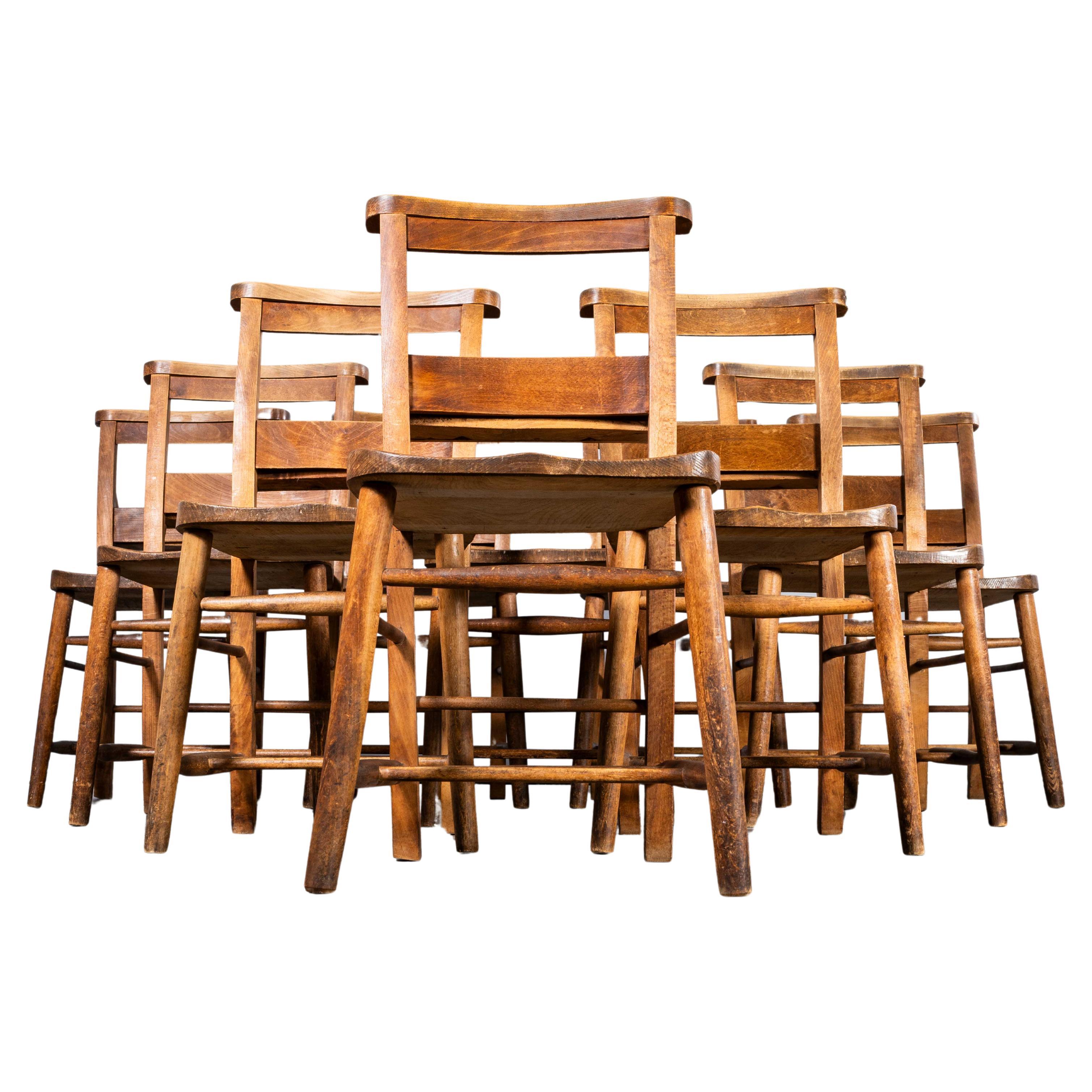 1940's Solid Elm Church - Chapel Dining Chairs - Good Quantity Available For Sale