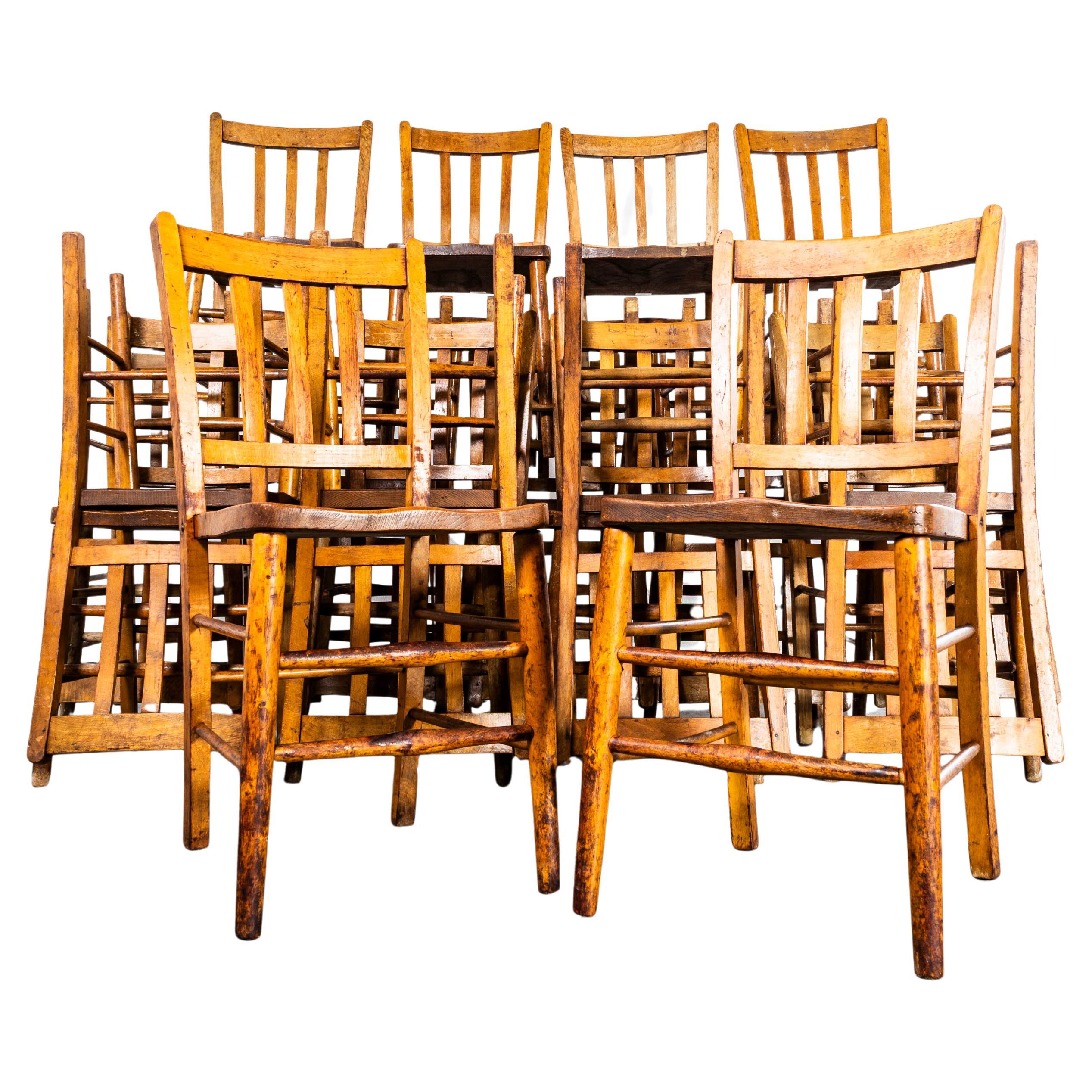1940's Solid Elm Slat Back Church - Chapel Dining Chairs