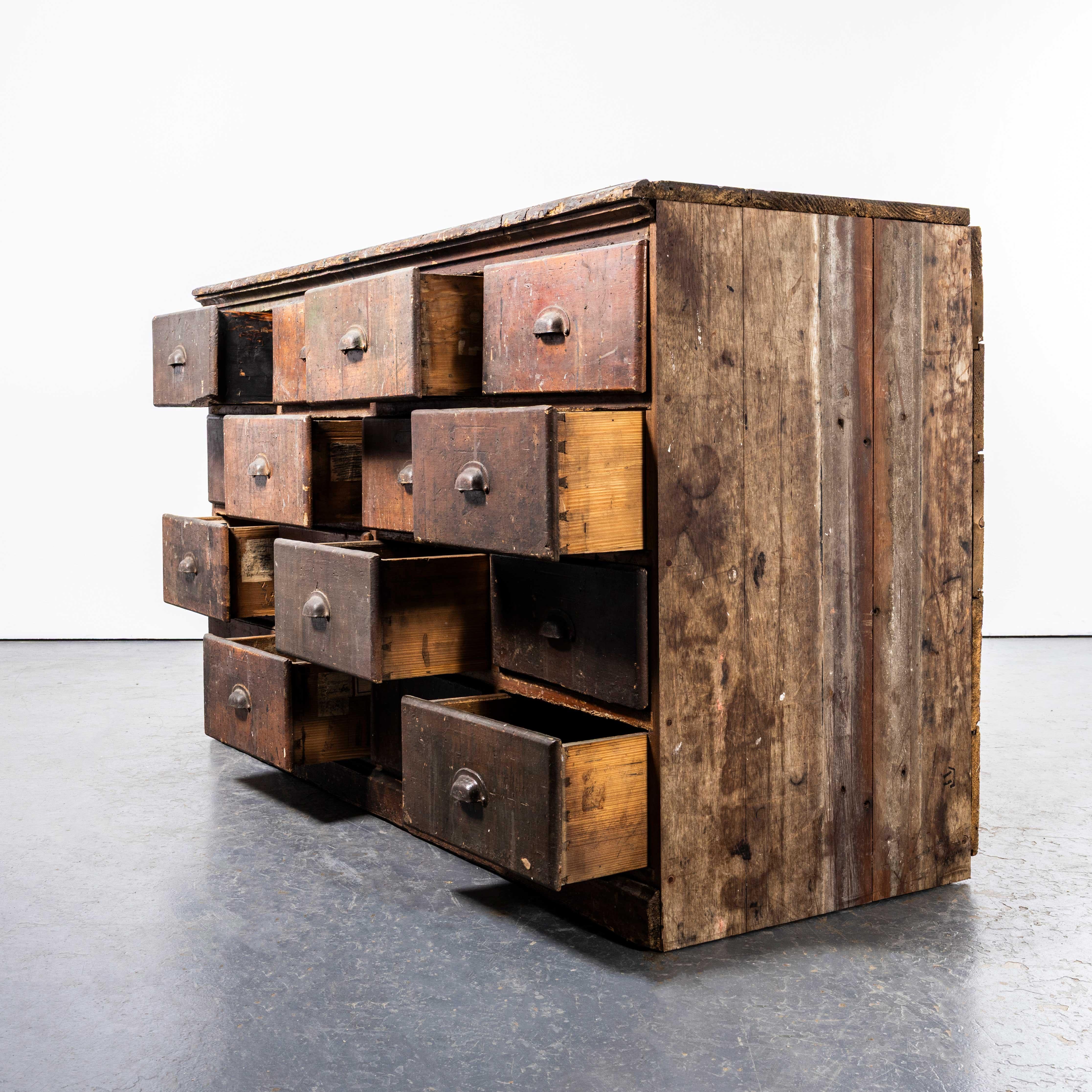 Mid-20th Century 1940's Solid Pitch Pine French Merchants Bank Of Drawers - Sixteen Drawers For Sale