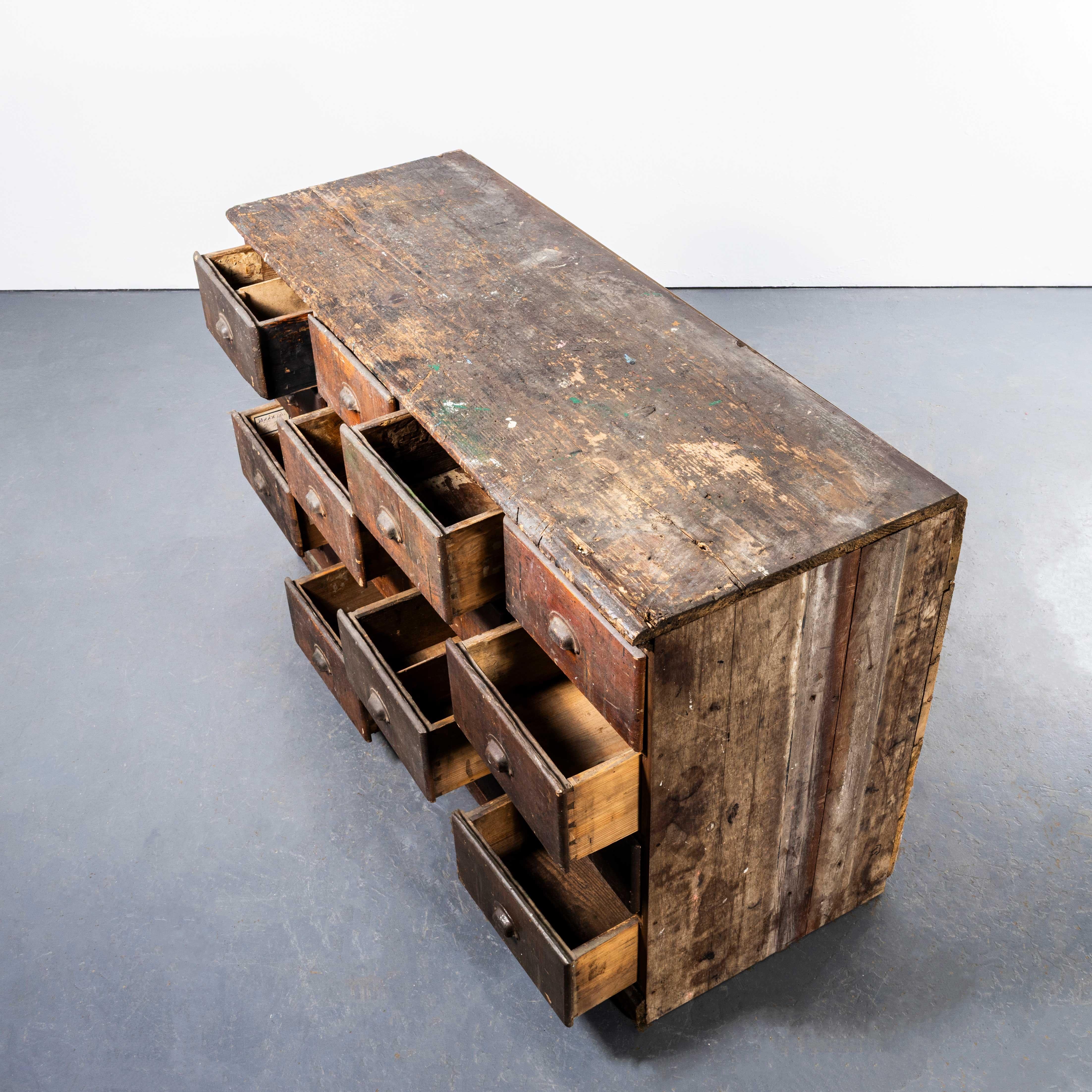 1940's Solid Pitch Pine French Merchants Bank Of Drawers - Sixteen Drawers For Sale 2