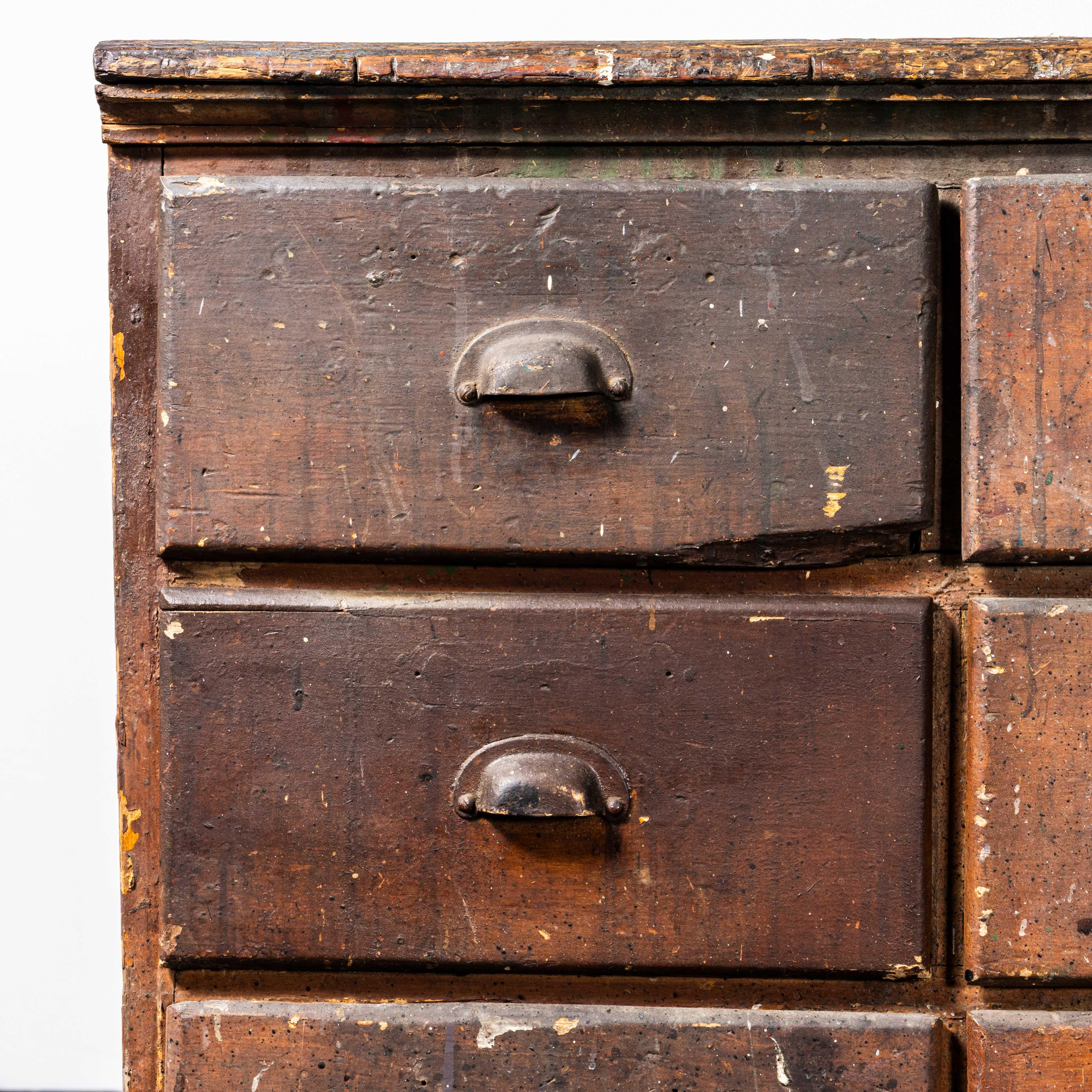 1940's Solid Pitch Pine French Merchants Bank Of Drawers - Sixteen Drawers For Sale 4