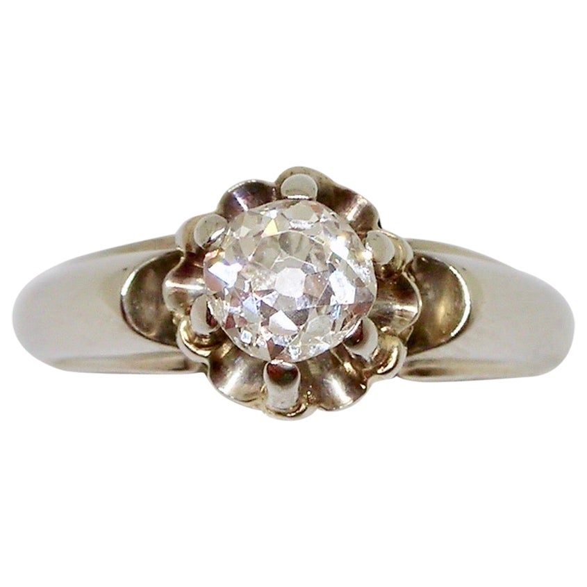 1940er Jahre Solitär-Diamant-Verlobungsring im alteuropäischen Schliff, Lictor's Fasces