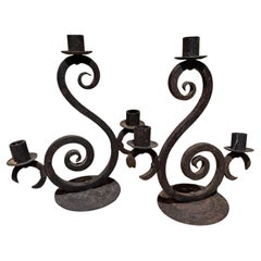 Candelabros de hierro rústico colonial español de los años 40