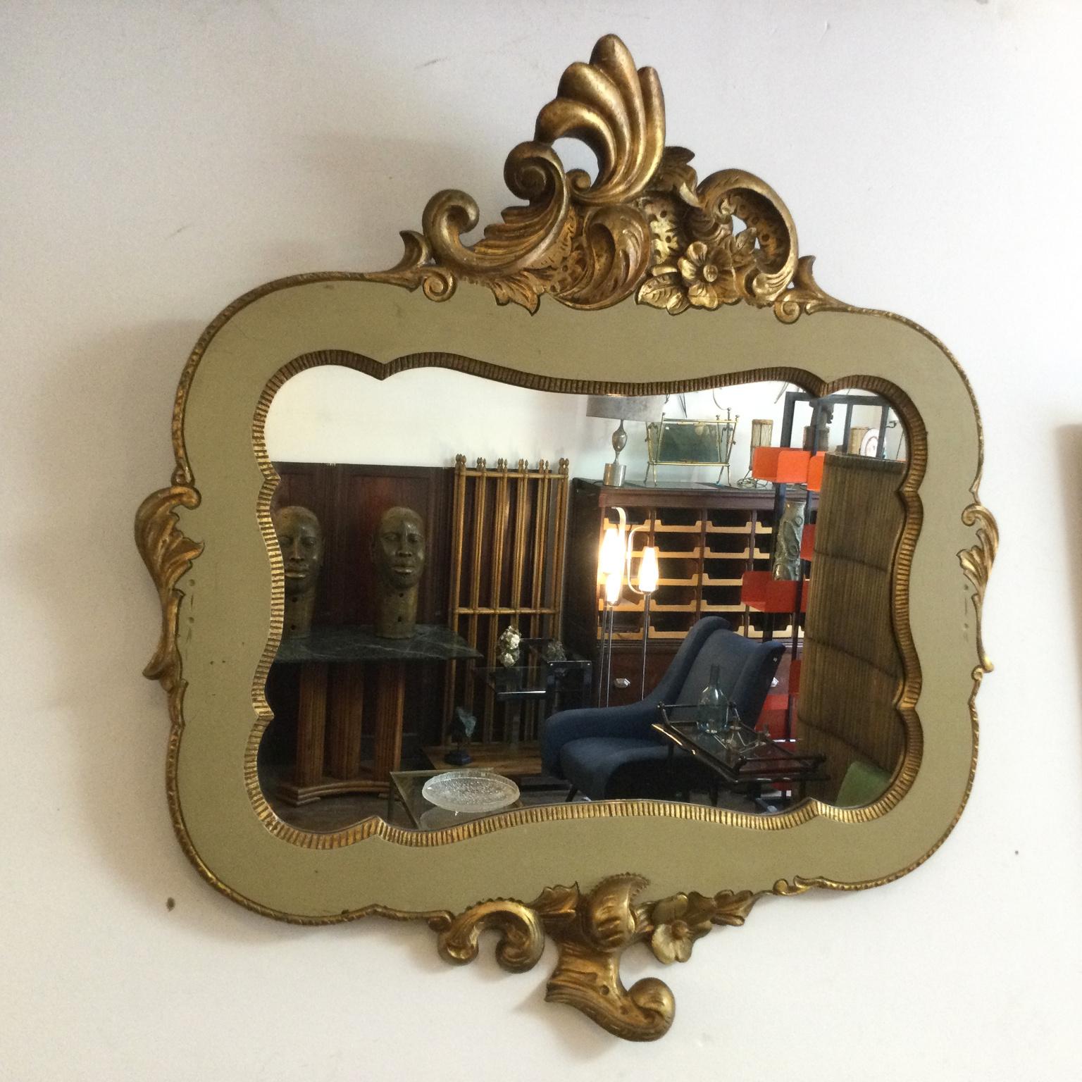 Hand-Crafted Gilded Mirror 1940s  For Sale