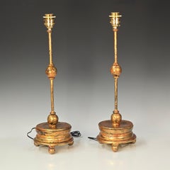 Lampes espagnoles en fer doré des années 1940 avec une forme sculpturale de style Giacometti