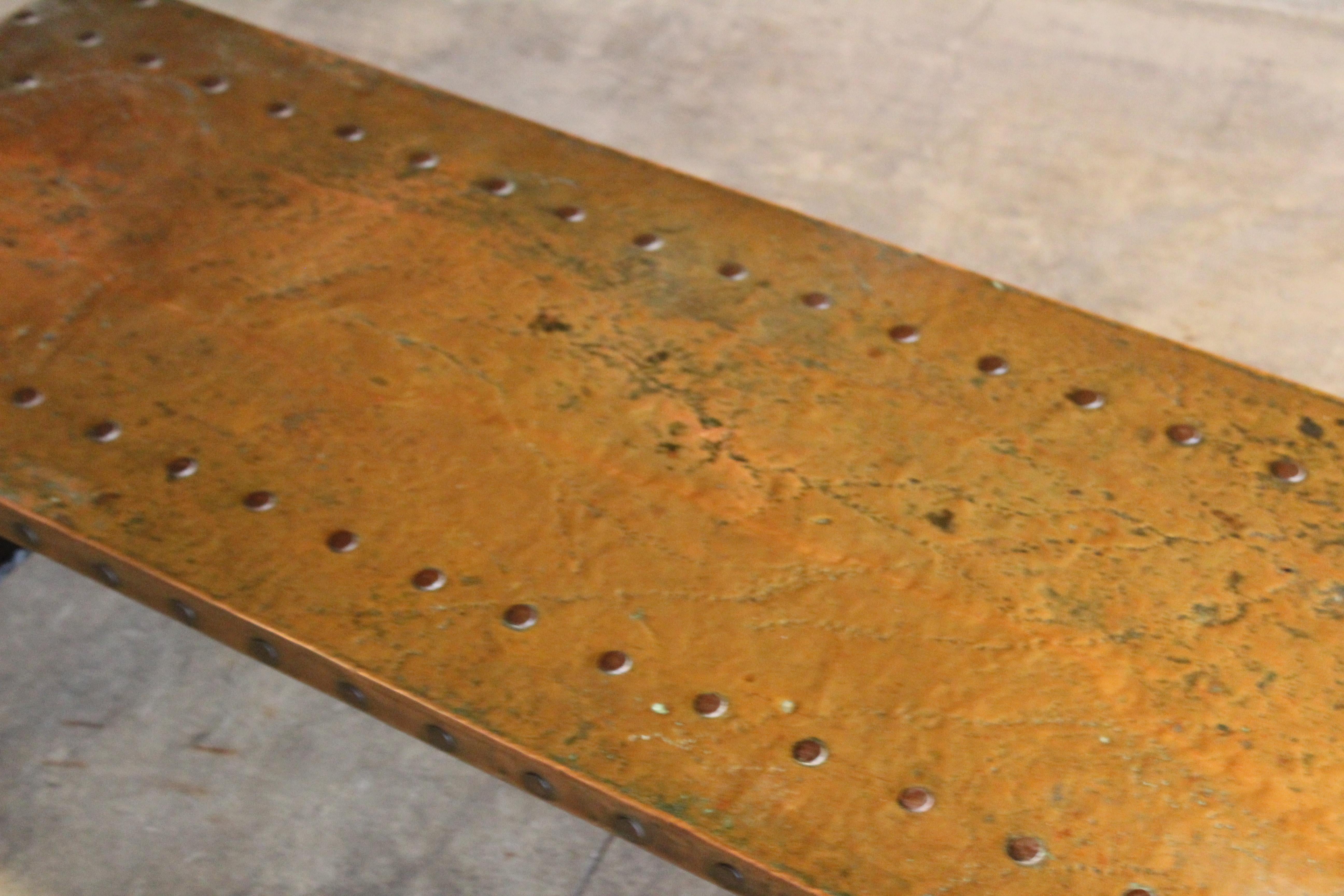 1940s Spanish Iron and Copper Coffee Table 4