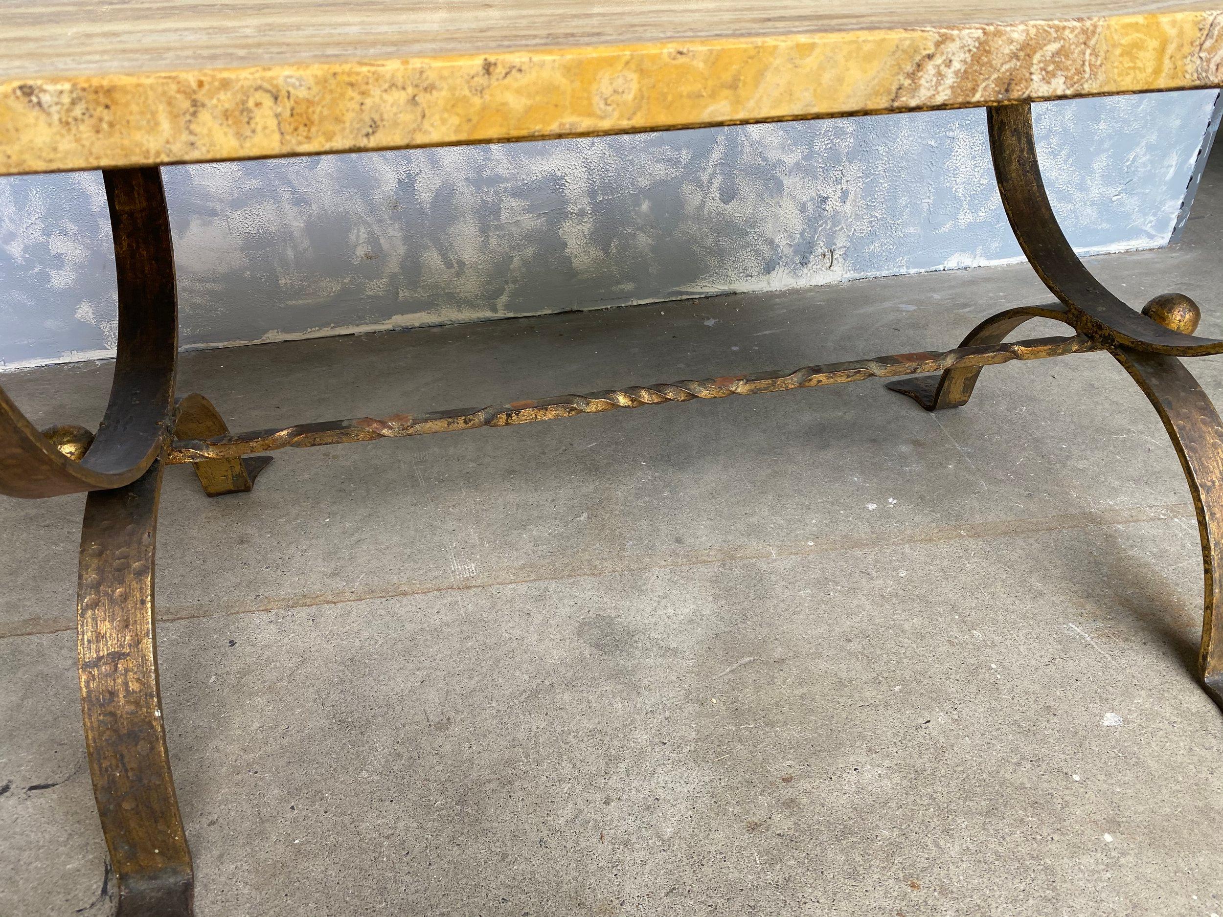 1940's Spanish Marble Coffee Table with Iron Base 5