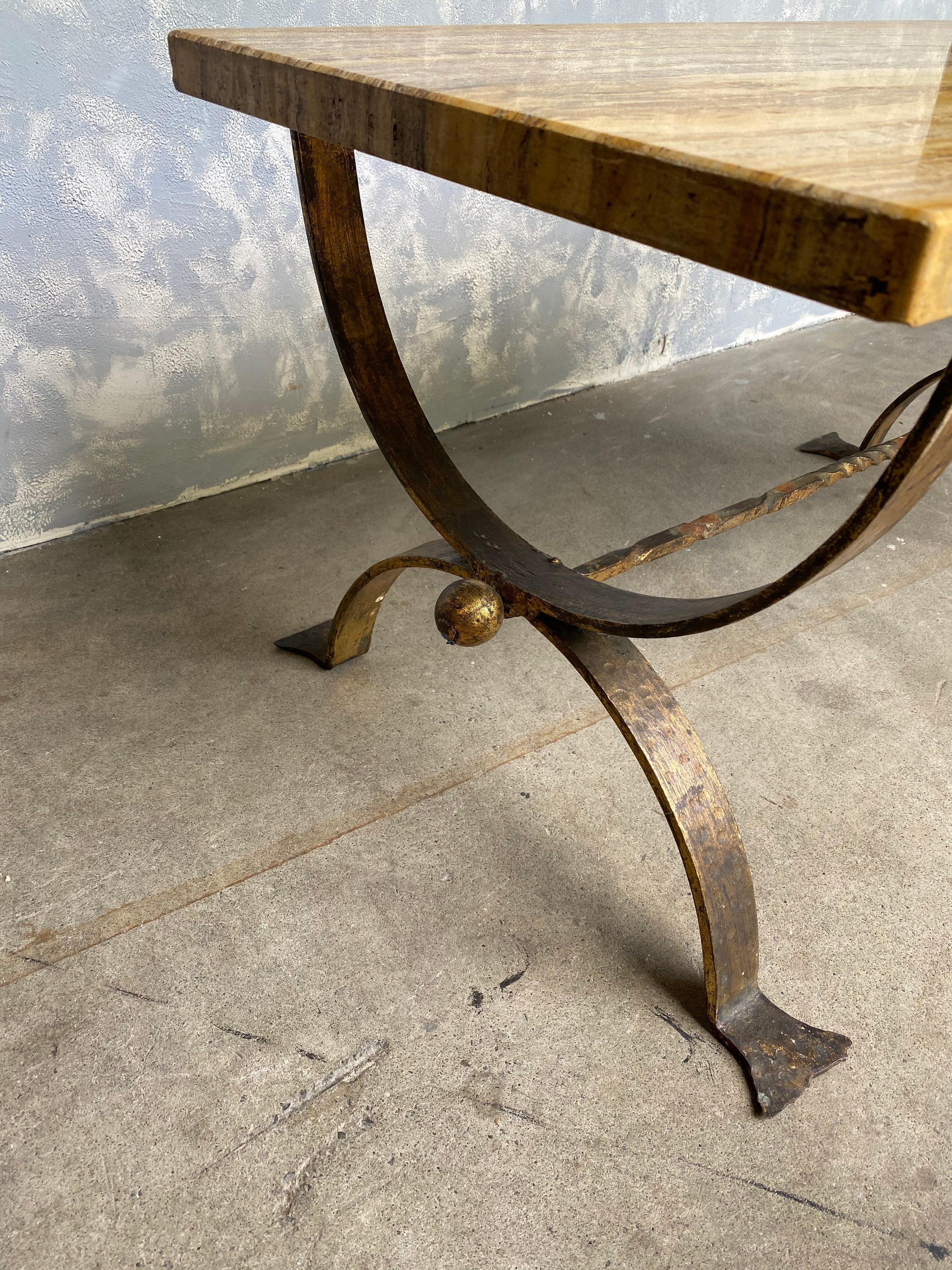 1940's Spanish Marble Coffee Table with Iron Base 6