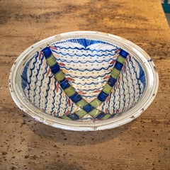 1940s Spanish Restored Painted Glazed Terracotta Ceramic "Lebrillo" Bowl