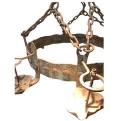 1940s Spanish wrought iron chandelier