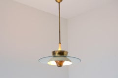 1940's Splendid chandelier with a large curved glass bell