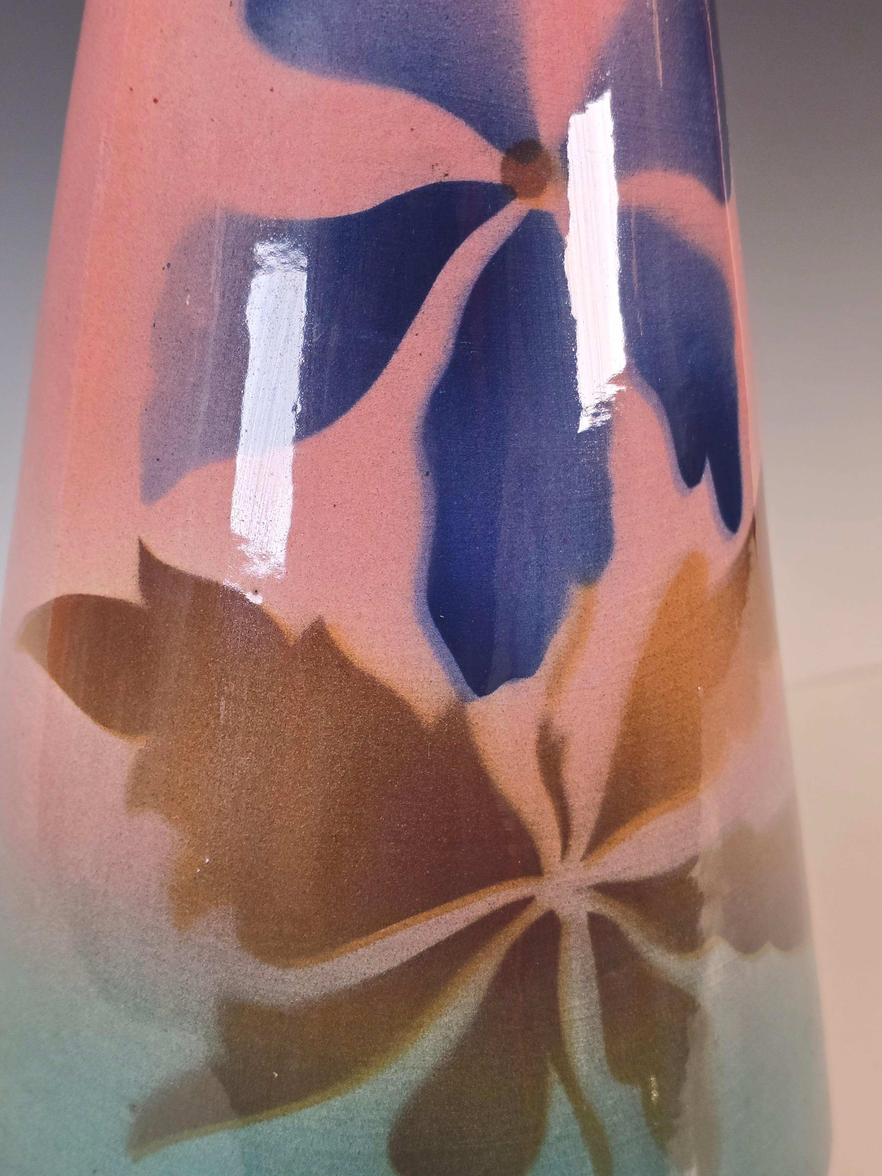 Hollywood Regency 1940s Spray Stenciled Lamp For Sale