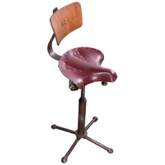 1940s Sprung Saddle Swivelling Industrial Chair