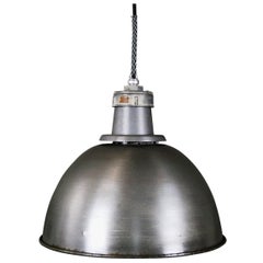 Vintage 1940s Spun Steel Industrial Pendant Lights
