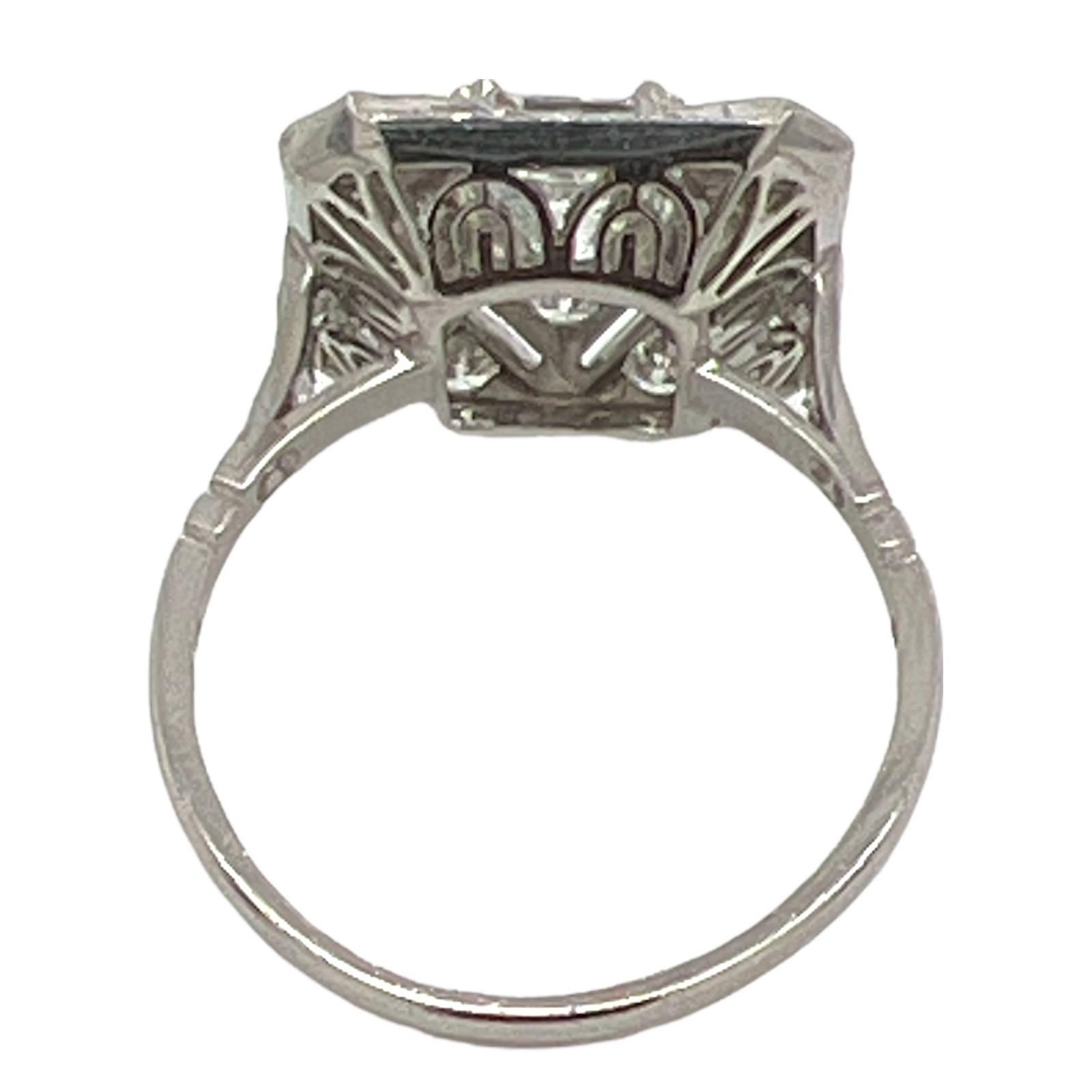 Art Deco 1940's Asscher Cut Diamond Platinum Vintage Cocktail Engagement Ring