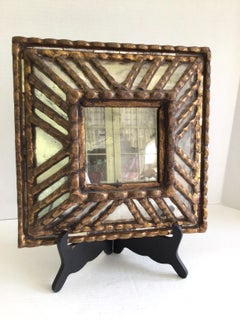1940s Square Gilt Carved Wood Mirror