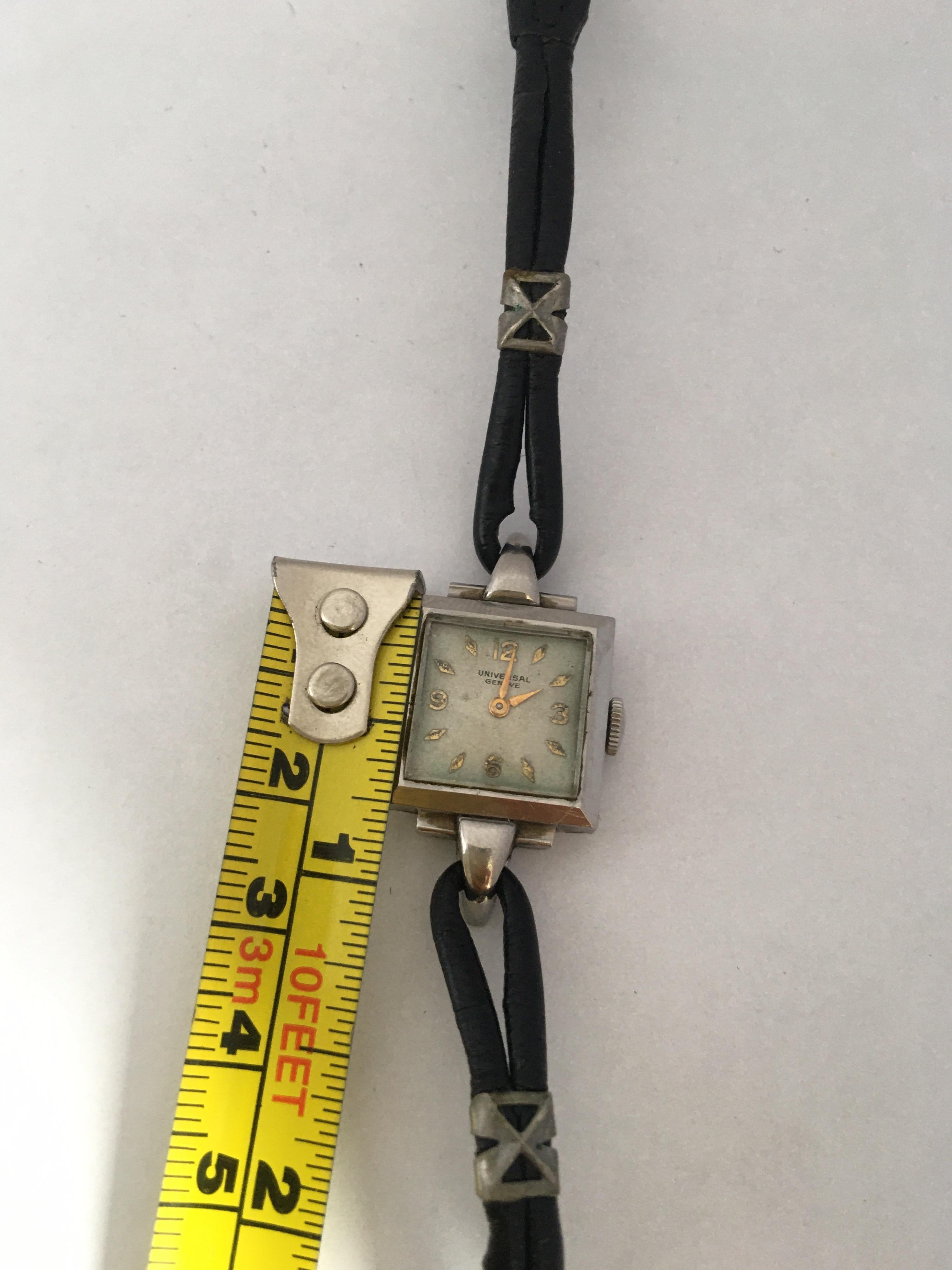 1940s Stainless Steel Mechanical Ladies Universal Geneve Watch For Sale 6