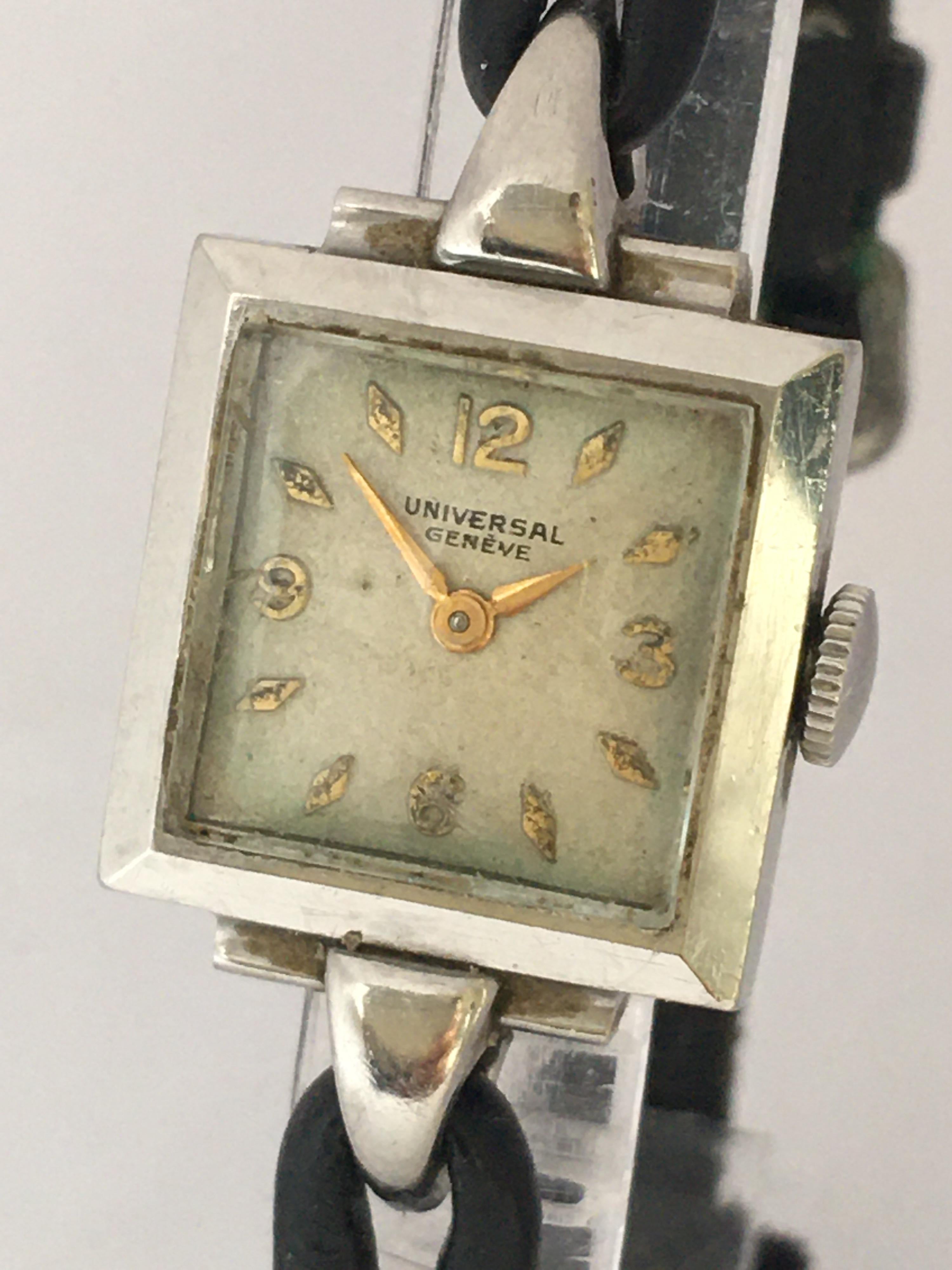 1940s Stainless Steel Mechanical Ladies Universal Geneve Watch In Good Condition For Sale In Carlisle, GB