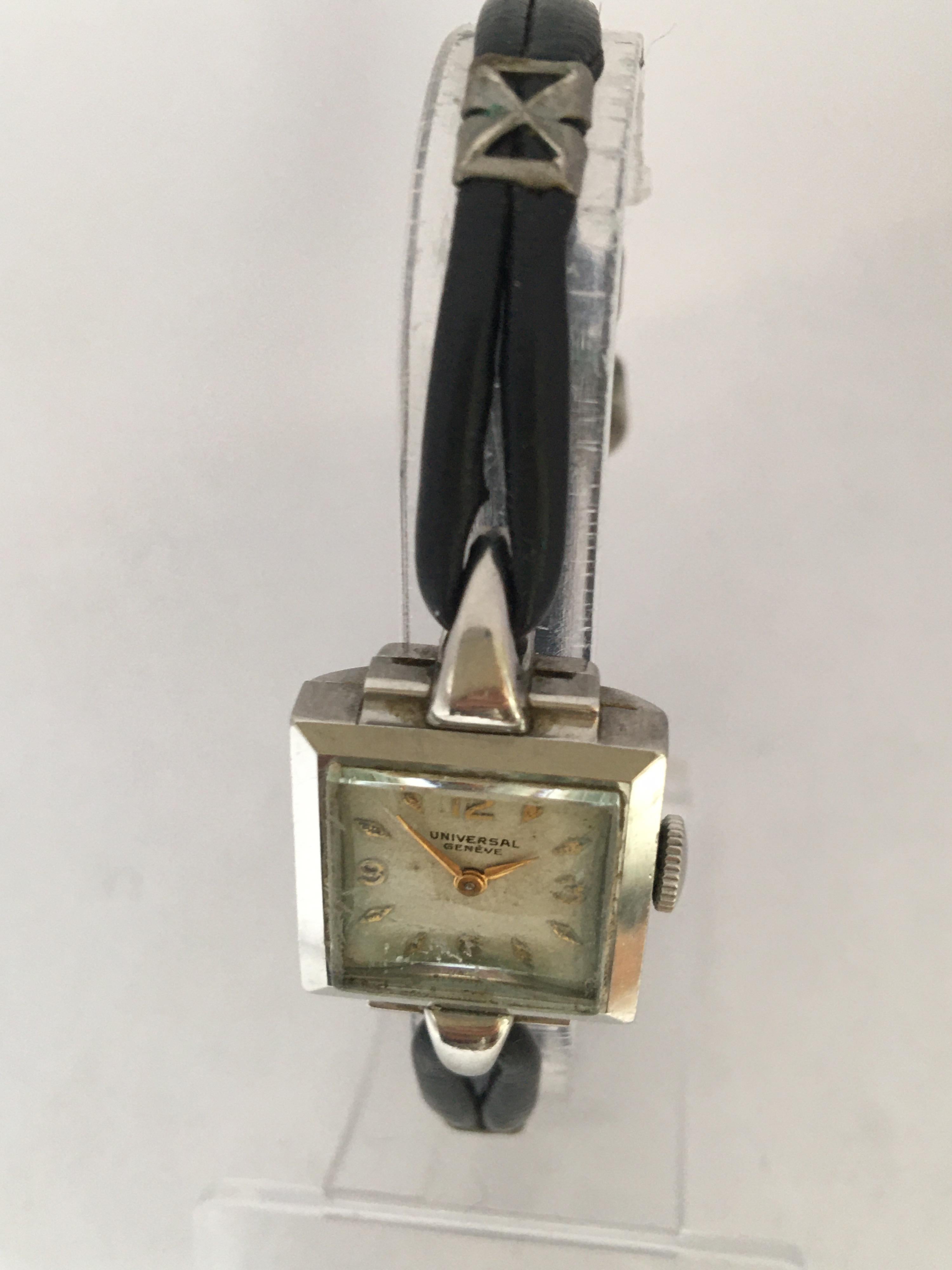 Women's 1940s Stainless Steel Mechanical Ladies Universal Geneve Watch For Sale