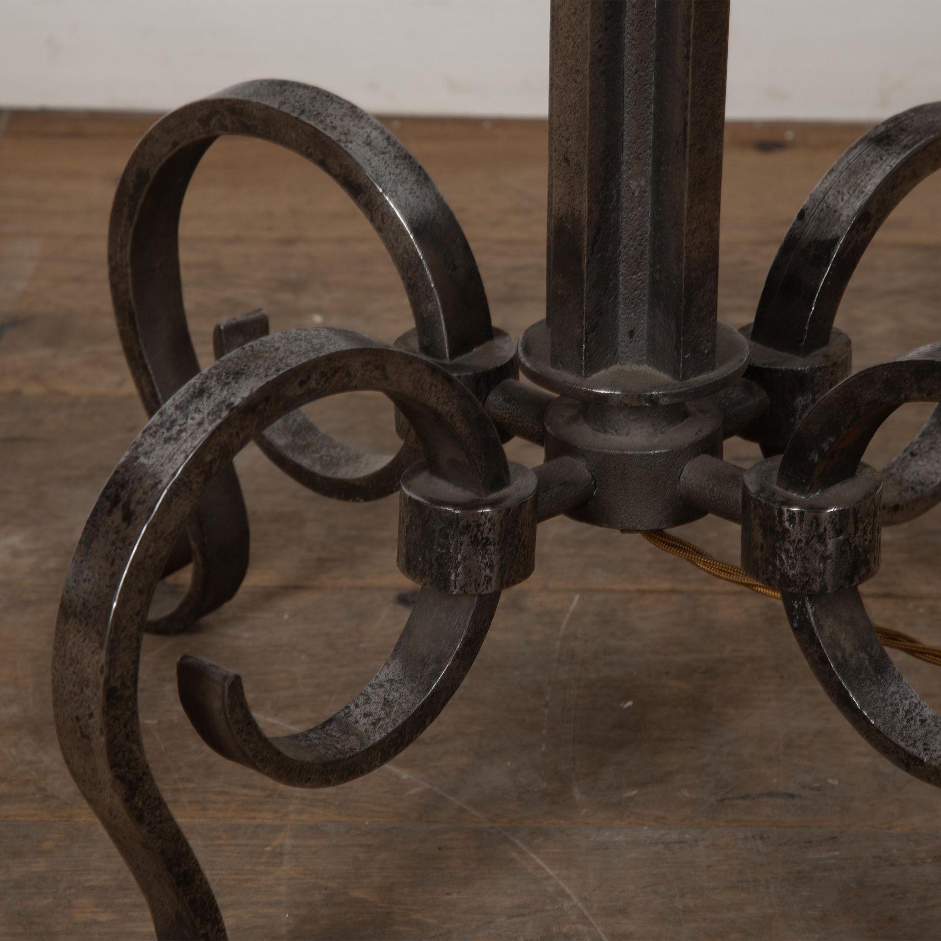 Iron 1940s Steel Lamp Stand attributed to Gilbert Poillerat For Sale